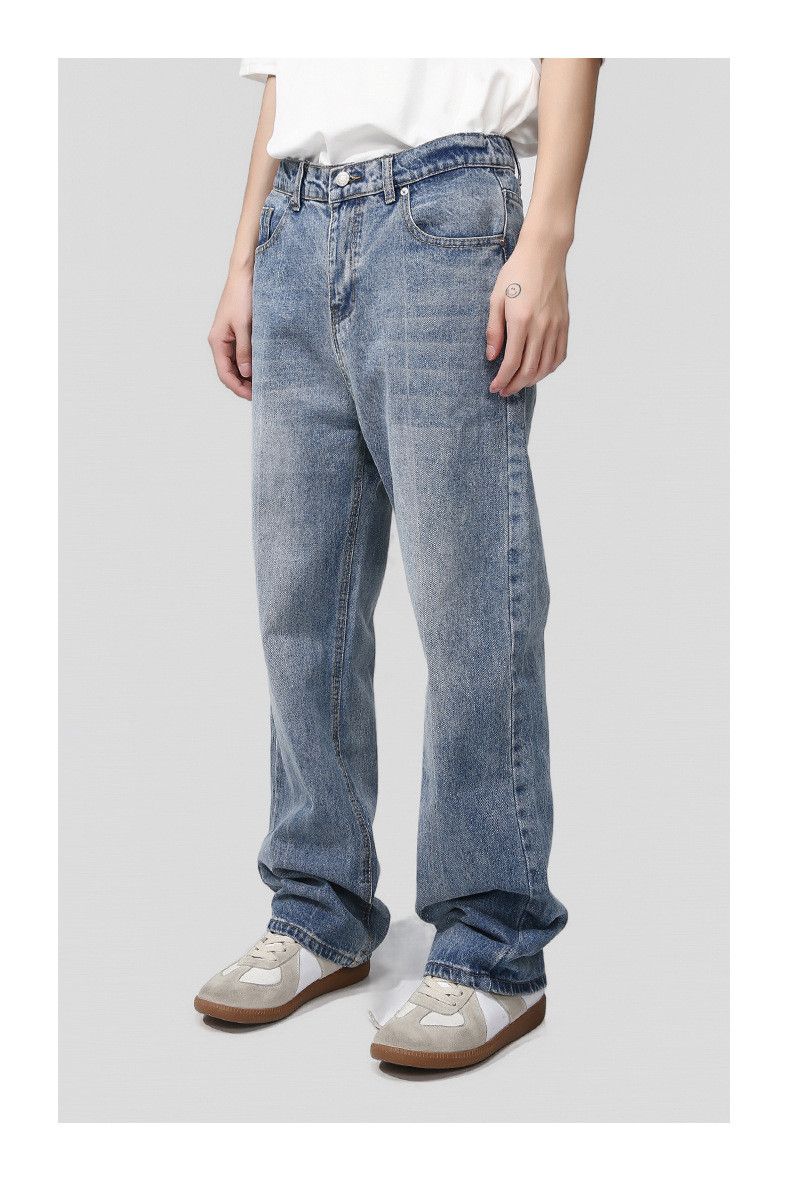 Japanese Brand × Jean Loose elastic waist straight leg simple washed jeans Size US 32 / EU 48 - 3 Thumbnail