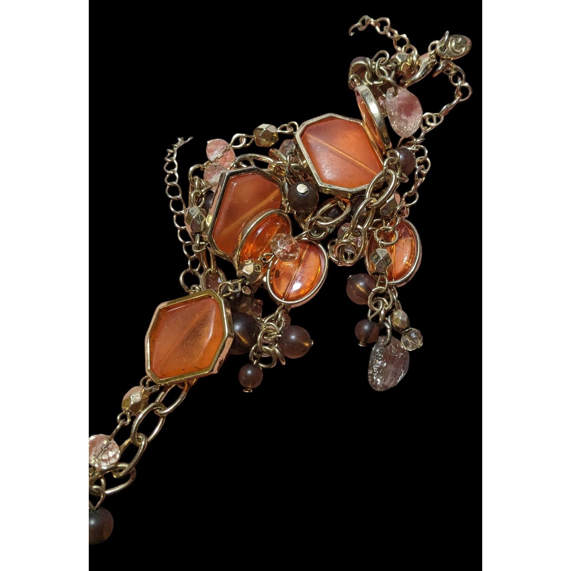 Other Retro Orange And Gold Glass Charm Necklace Size ONE SIZE - 5 Thumbnail