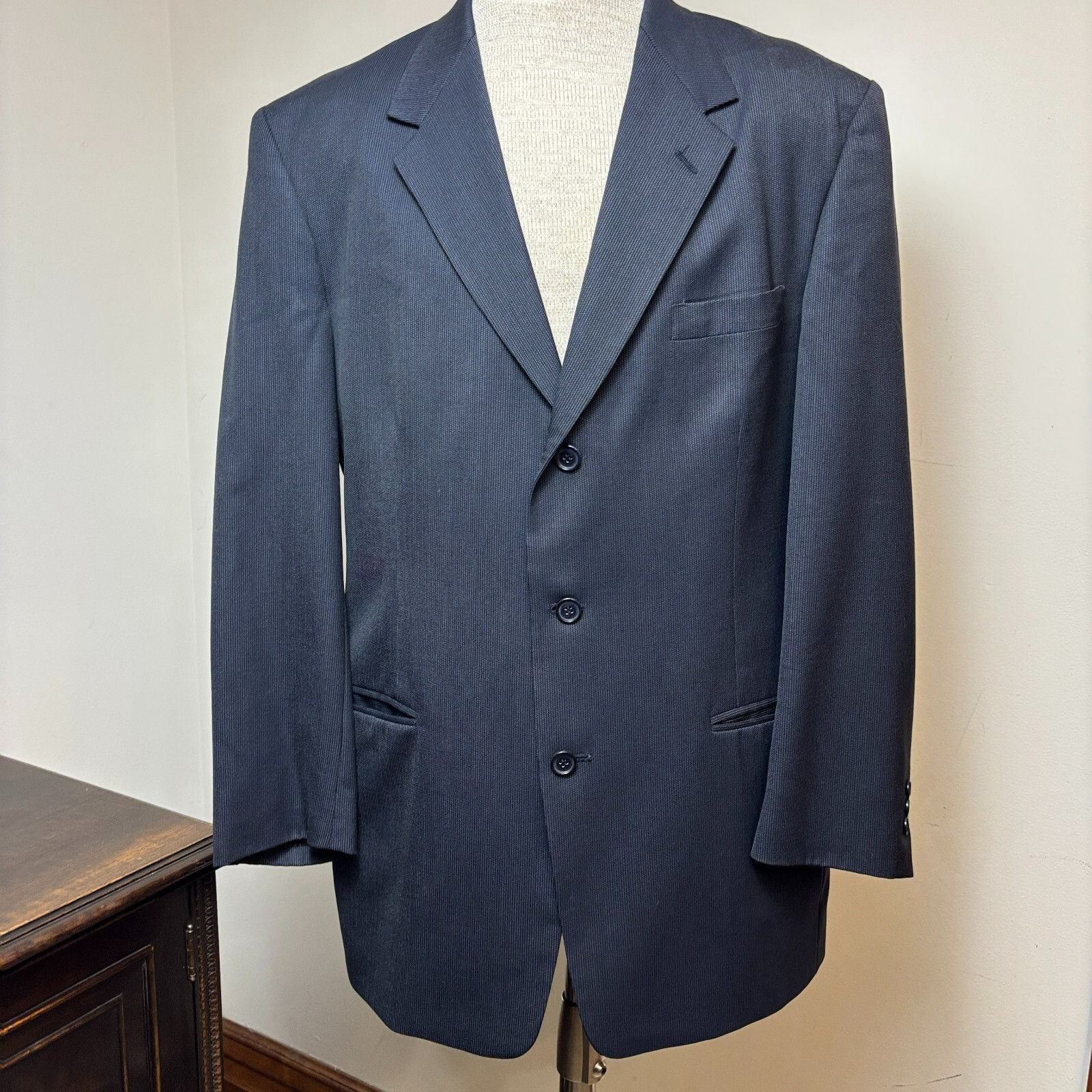 Pierre Cardin Pierre Cardin Suit Mens 46L Navy Wool Miltons Blazer & 36x32 Size 46L - 2 Thumbnail