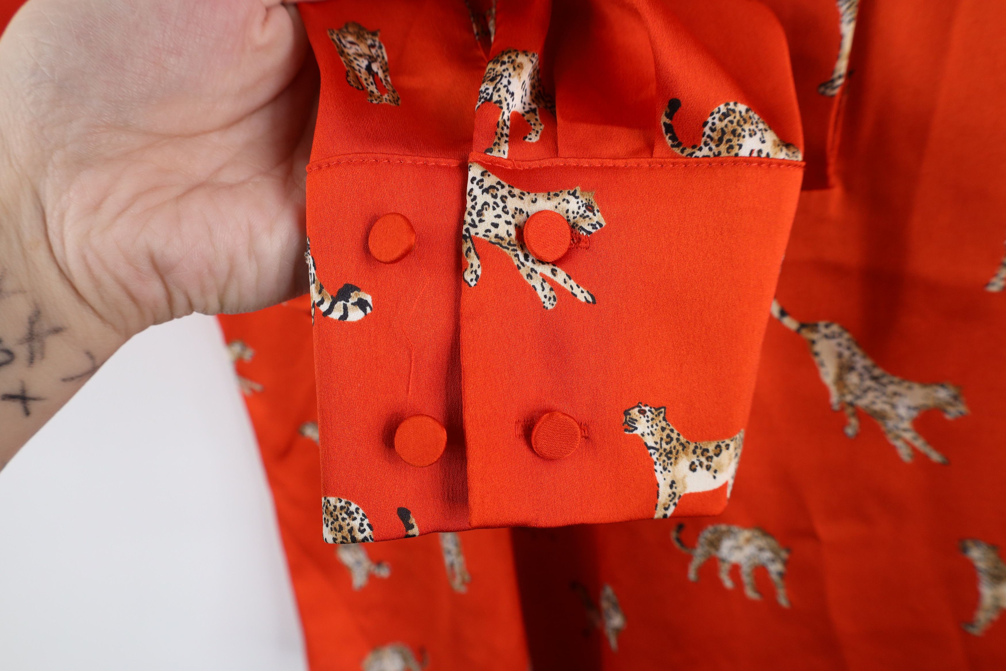Chicos × Vintage Chicos P Cheetah All Over Print Frilly Collar Blouse Shirt Size XL / US 12-14 / IT 48-50 - 4 Thumbnail