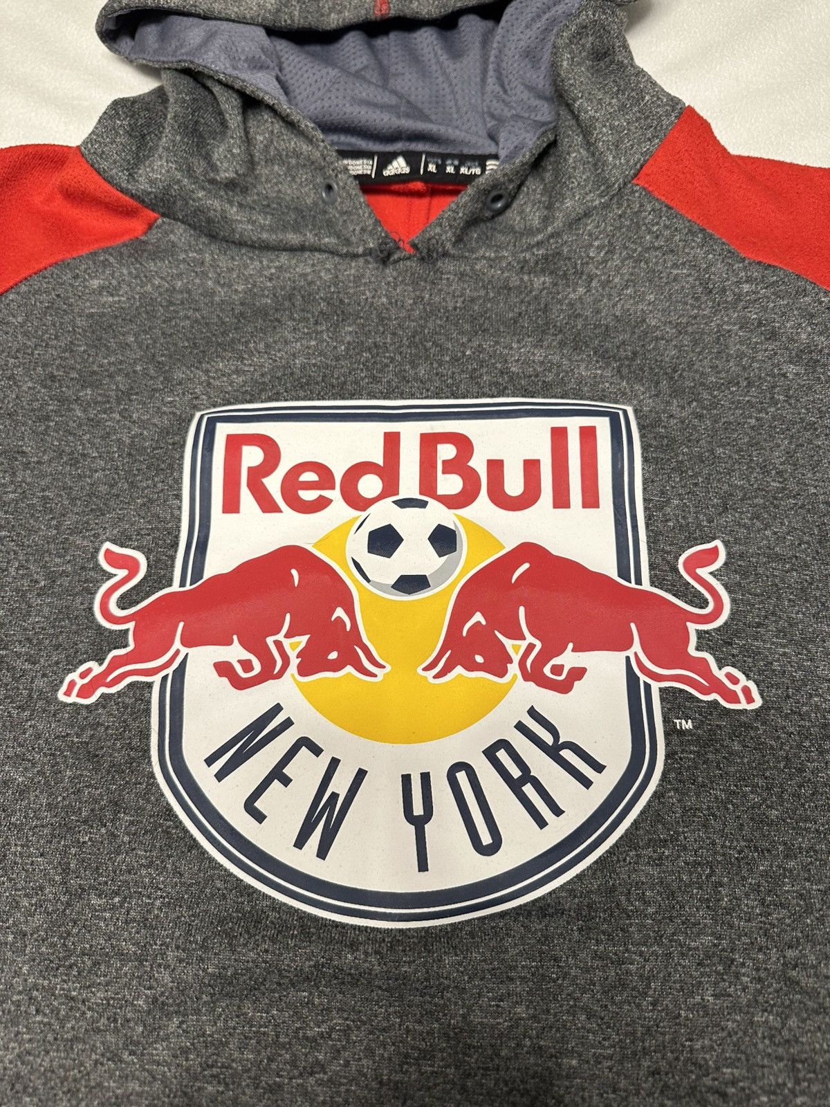 Adidas NY Red Bulls Mens XL Soccer Hoodie Pullover Adidas Logo MLS Size US XL / EU 56 / 4 - 2 Thumbnail