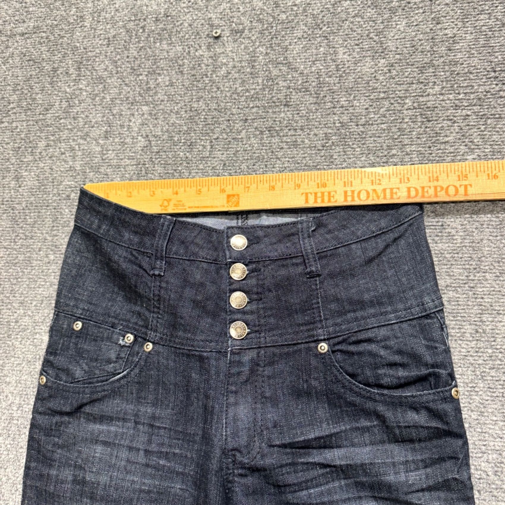 Denime Y2K Denim Jeans Womens 28 High-waisted Dark Wash Multi-button Closure 90s Womens Jeans, Distressed, Unbranded Size 28" / US 6 / IT 42 - 5 Thumbnail
