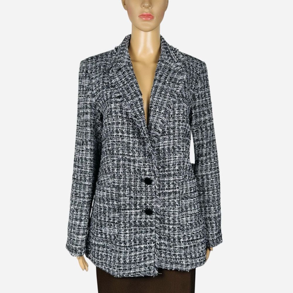 Karl Lagerfeld NWT New $199 KARL LAGERFELD PARIS Tweed Fringed Button Blaz Size L / US 10 / IT 46 - 1 Thumbnail