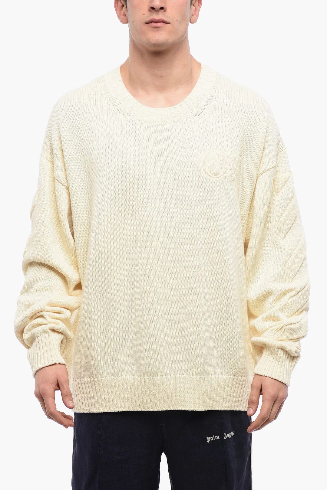 Off-White og1mm0526 Cotton Sweater in Beige Size US M / EU 48-50 / 2 - 1 Thumbnail