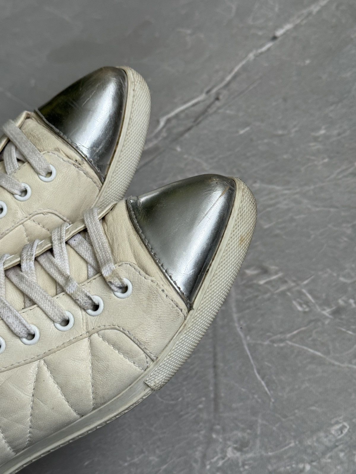 Miu Miu Miu Miu Hi Tip Sneakers Pointed Toe Leather Distressed Size US 6.5 / IT 36.5 - 7 Thumbnail