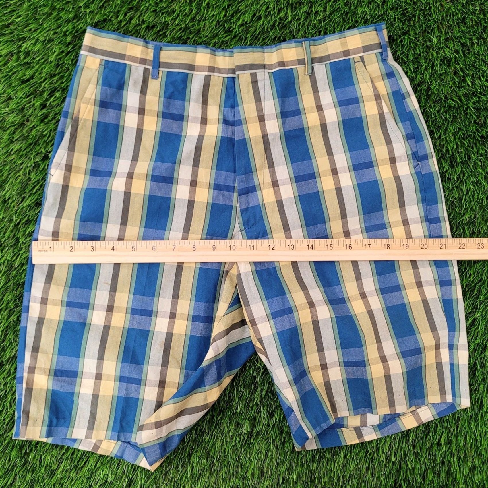 Vintage Vintage 80s MOD Check Plaid Shorts Sanforized Blue 30x9 Mens Bermuda Casual Vintage 1980s Mens Size US 30 / EU 46 - 7 Thumbnail
