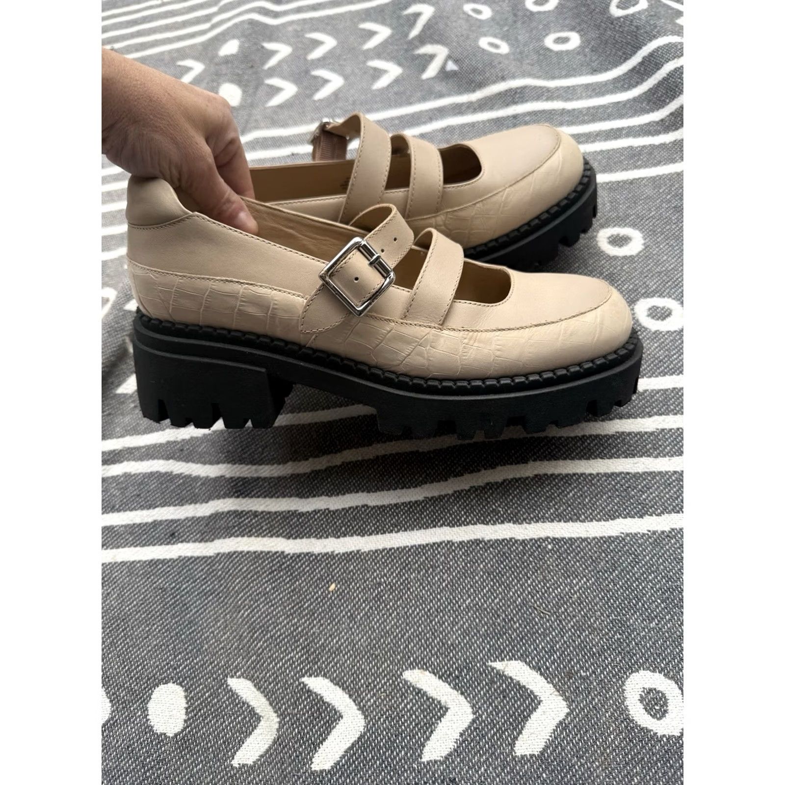 Free People Free People Stella Mary Jane Platform Pump Heel Womens Afterglow 11 Leather Buckle Ankle Strap Block Mid 2-2.9in - NWOT Size US 11 / IT 41 - 4 Thumbnail
