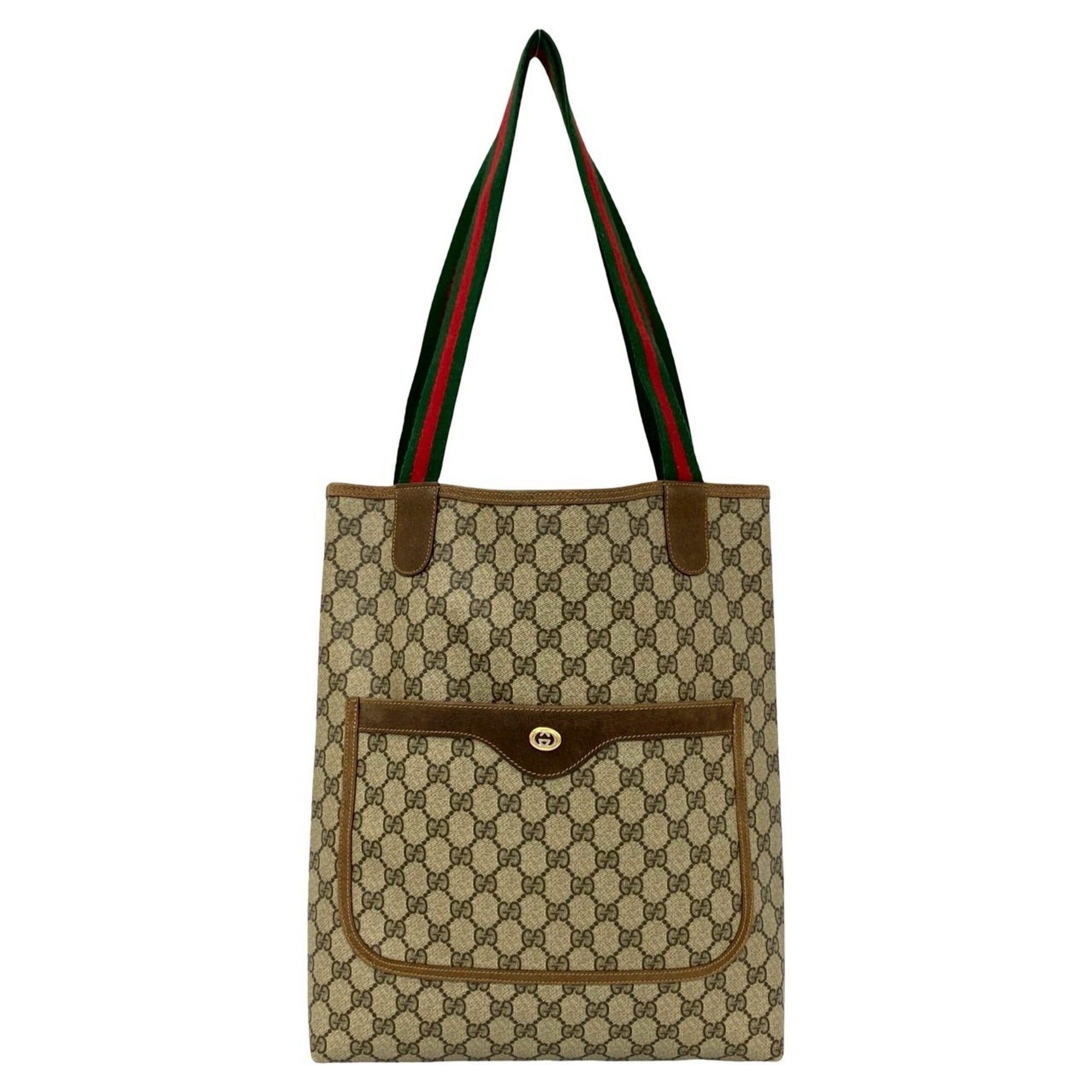 Gucci GUCCI Vintage Sherry Line GG Logo Leather Tote Bag/Handbag, Brown, 88824 Size ONE SIZE - 1 Thumbnail