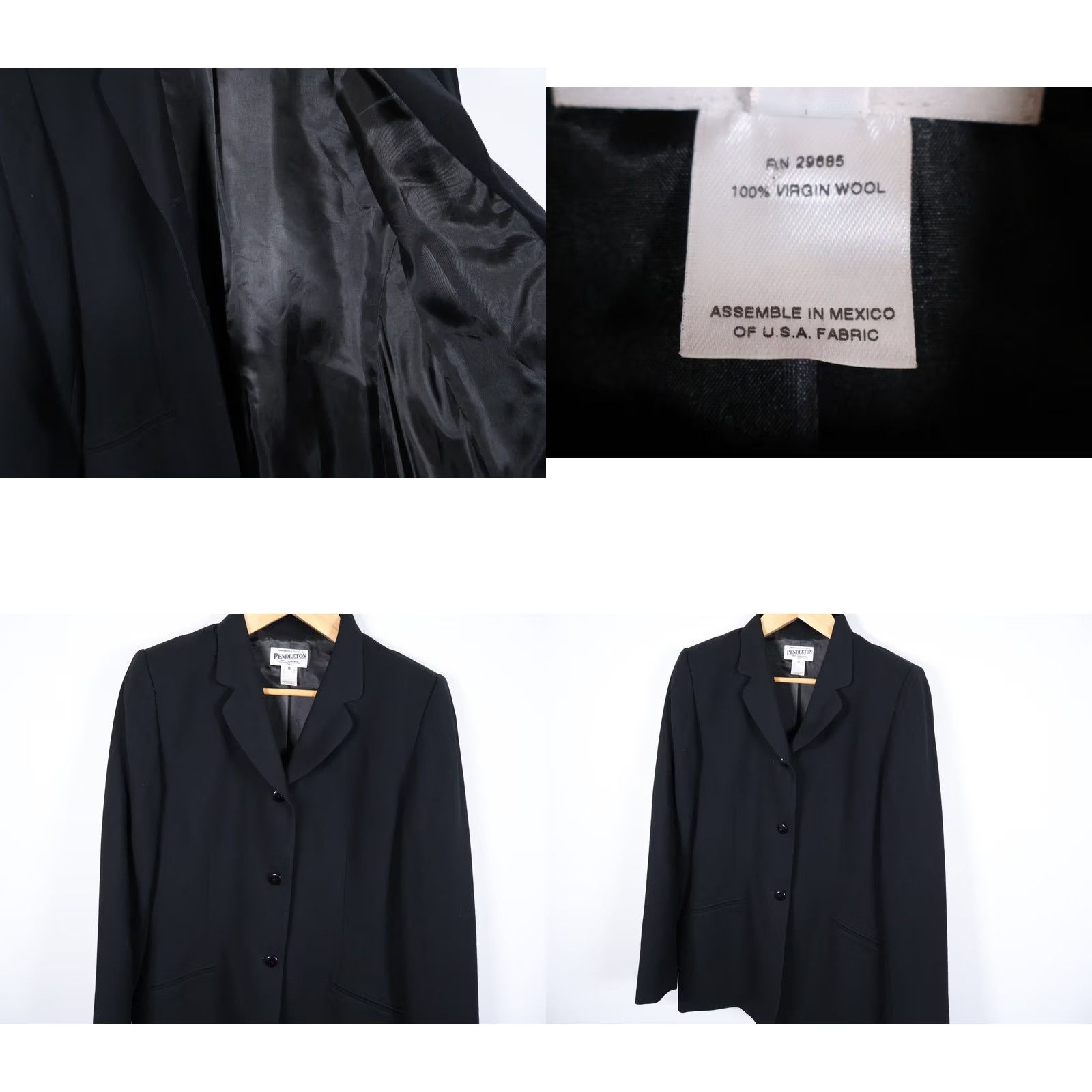 Pendleton VINTAGE Pendleton Blazer Jacket Women 12 Tall Three-Button 100% Wool Black Unworn Tags Short Notch Lapel Mens? Girls? Size L / US 10 / IT 46 - 9 Thumbnail