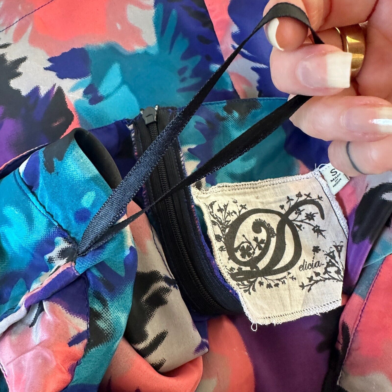 Other Delicia Satin Purple Pink Blue Geometric Tulip Zip Skirt S Size 27" / US 4 / IT 40 - 11 Thumbnail