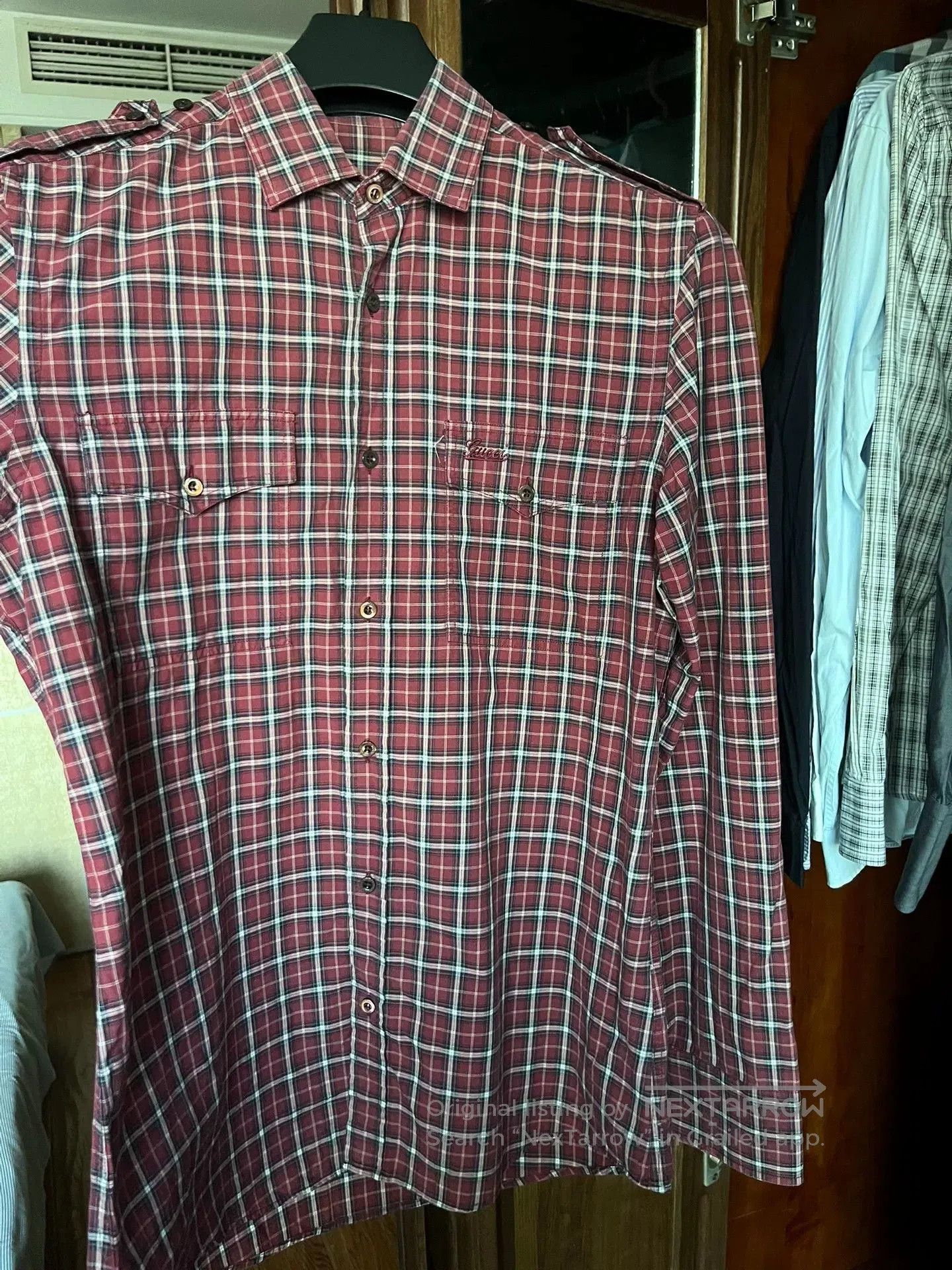 Japanese Brand Gucci Slim Fit Checkered Shirt. Size US M / EU 48-50 / 2 - 2 Thumbnail