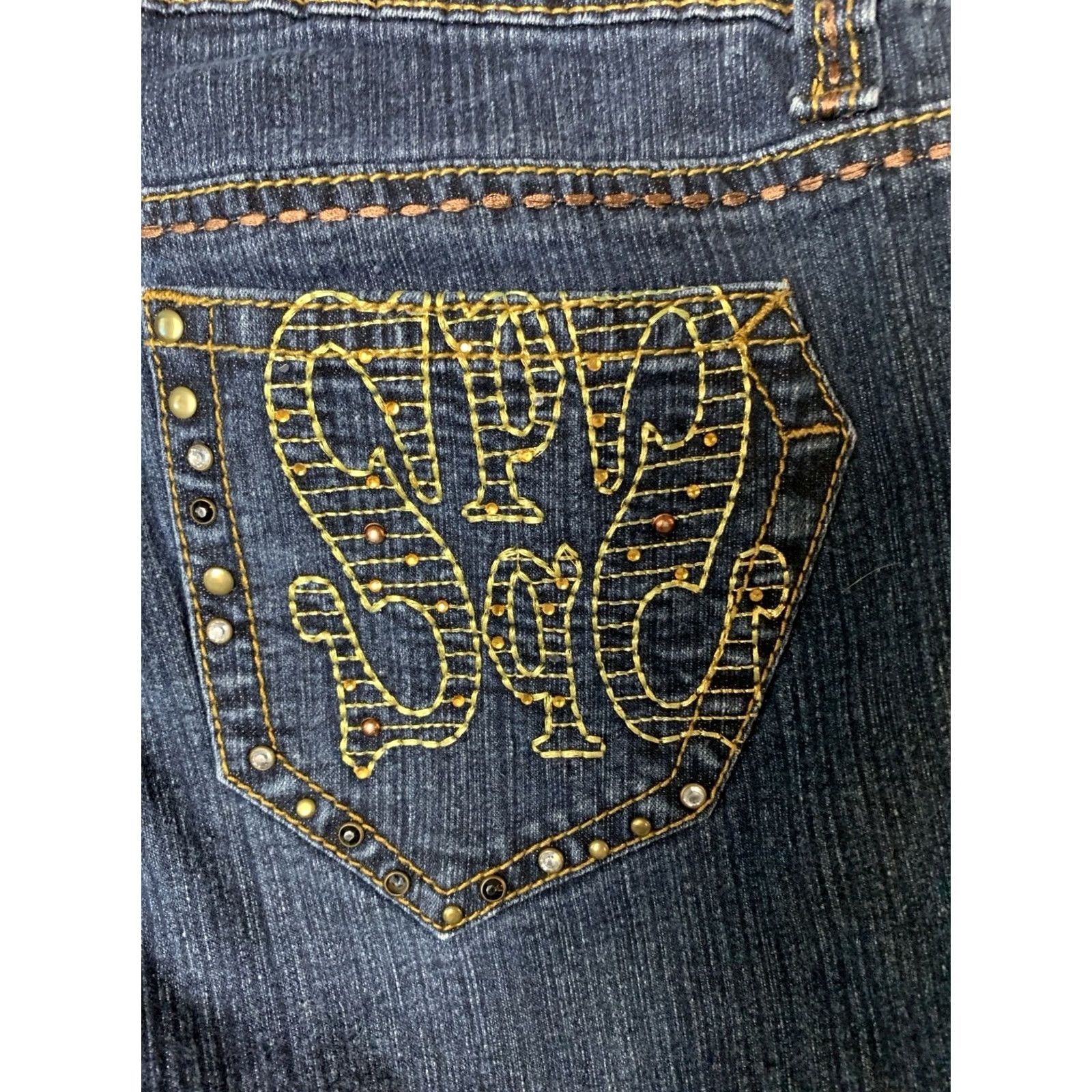 Southpole VINTAGE Southpole Jeans Womens 13 Blue Skinny Rhinestone Thick Stitch Preppy Size 34" / US 12 / IT 48 - 4 Thumbnail