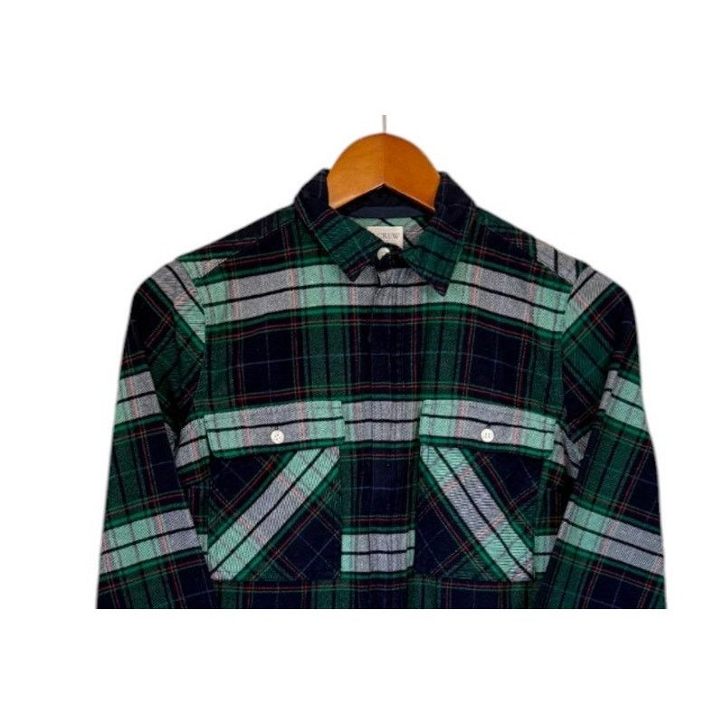 J.Crew J.Crew Top Women XX Small Green Blue Buffalo Plaid Cotton Size XXS / US 00 / IT 34 - 2 Thumbnail