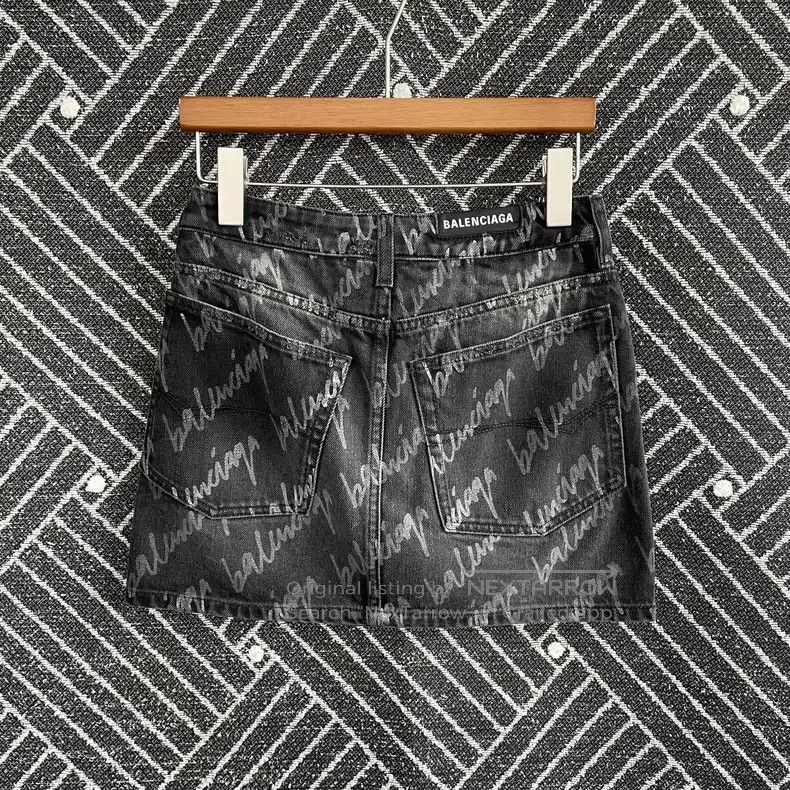 Balenciaga Balenciaga Logo print mini denim skirt Size 35" - 2 Thumbnail