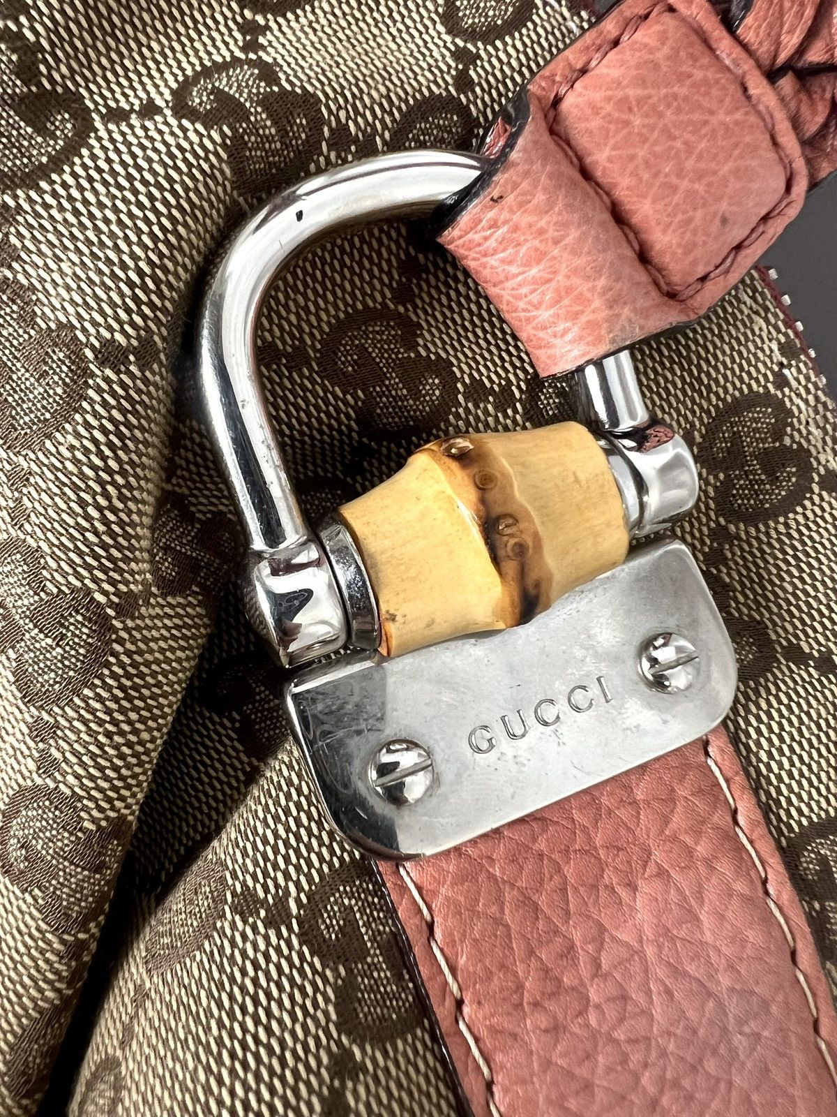 Gucci GUCCI GG Canvas & Leather Bamboo Bar Shoulder Bag Size ONE SIZE - 12 Thumbnail