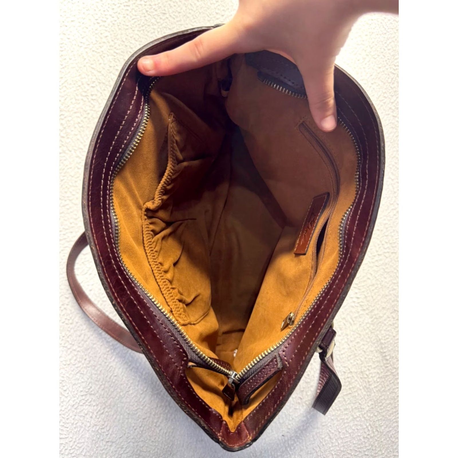 Patricia Nash Patricia Nash Tote Bag Floral Leather Double Handles Zipper Womens Large Brown 14x10x5 Like New Size ONE SIZE - 5 Thumbnail