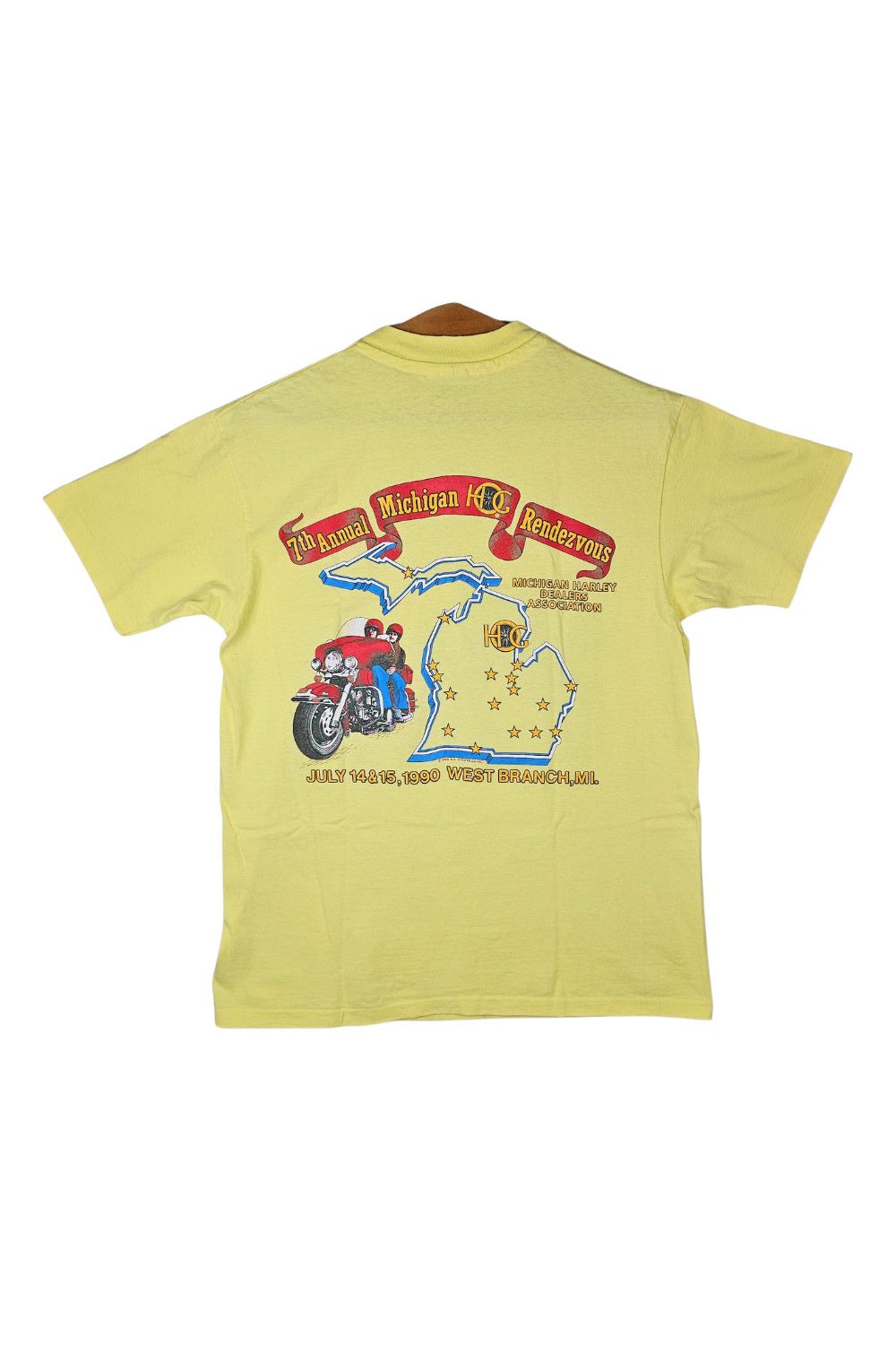 Harley Davidson 1990 Harley-Davidson Rendezvous Tee - Hanes Beefy-T USA Size US L / EU 52-54 / 3 - 2 Thumbnail