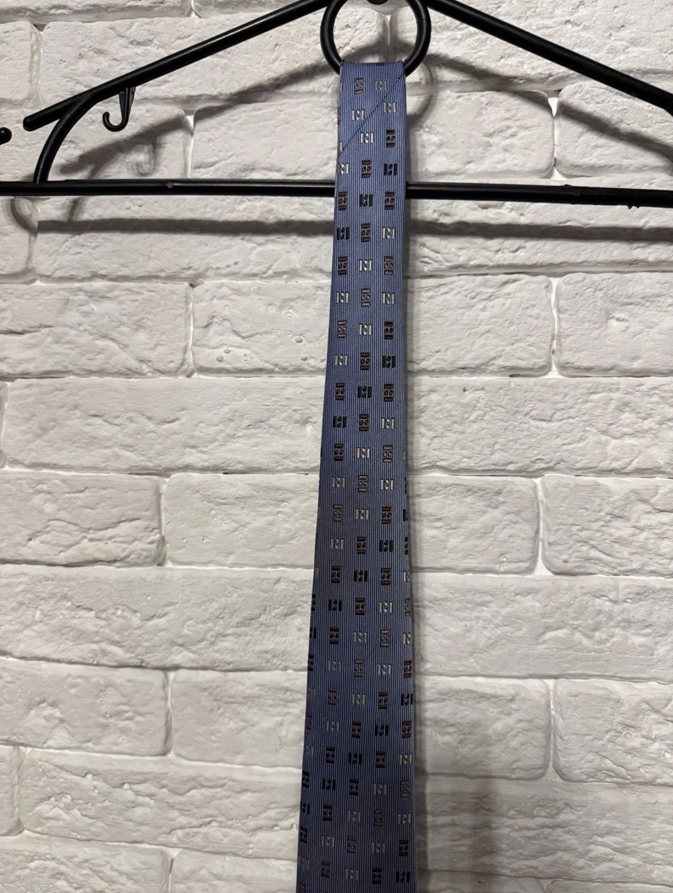 Hermes Vintage Hermes Silk Blue Tie Geometric Pattern One Size Size ONE SIZE - 3 Thumbnail