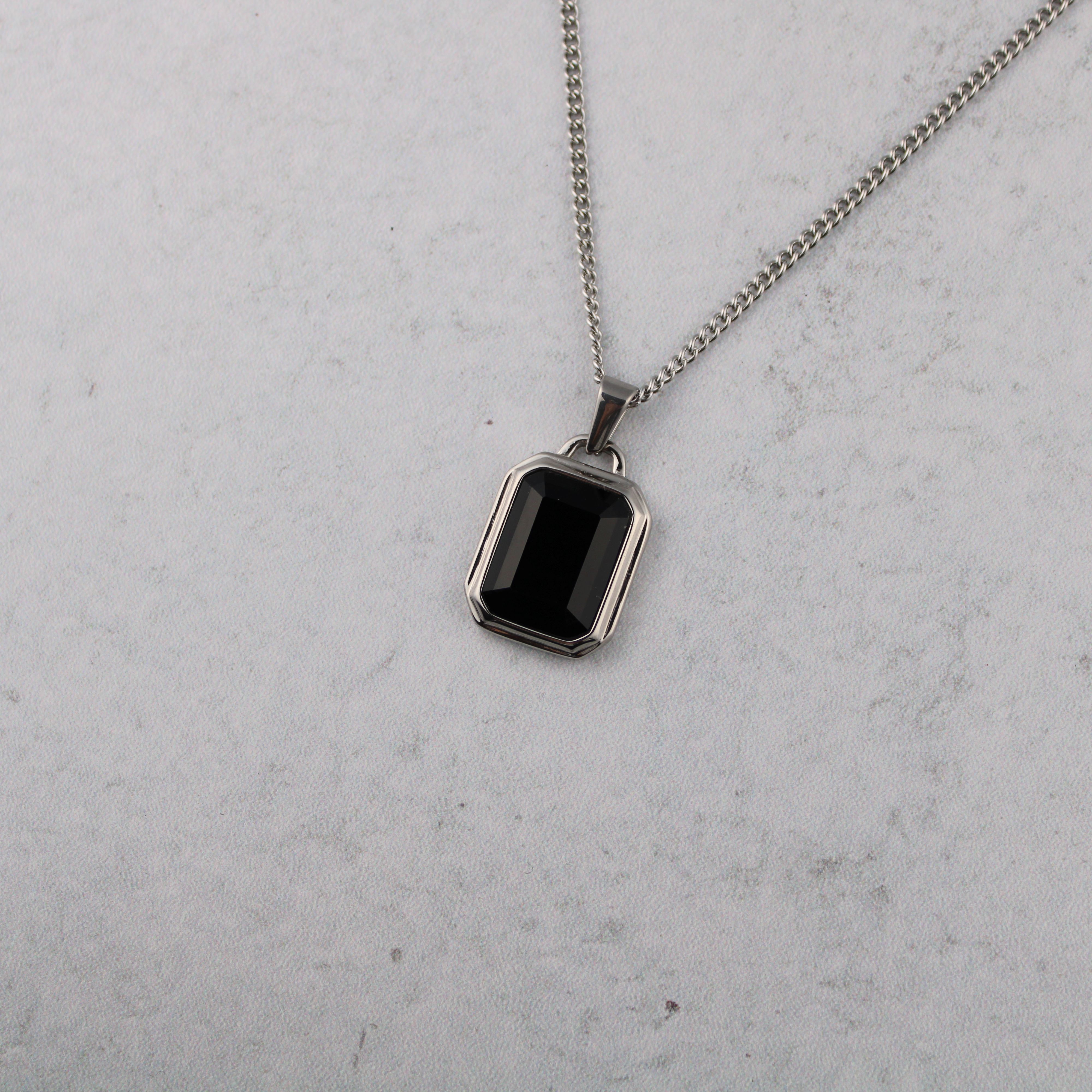 Jewelry Silver Onyx Pendant Necklace Black Gemstone Size ONE SIZE - 4 Thumbnail