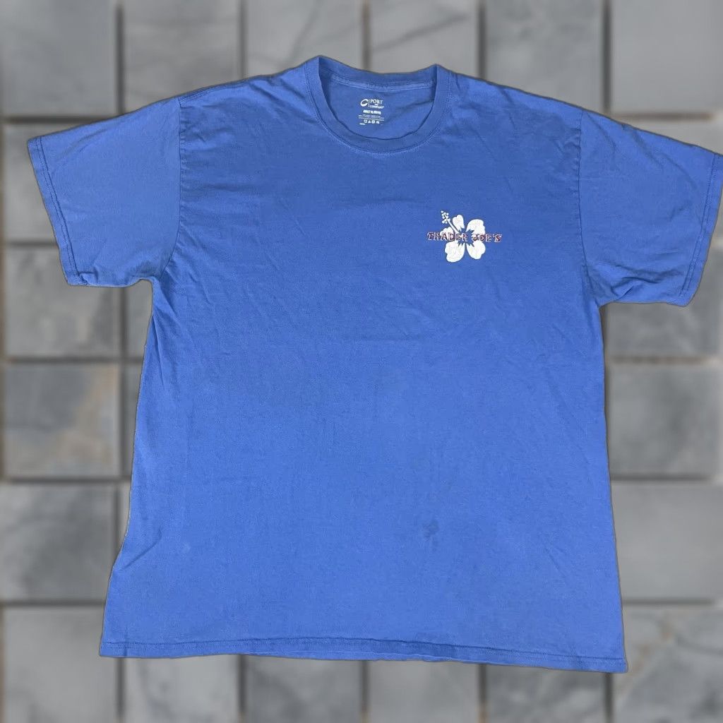 Port & Company Trader Joes T Shirt Port & Company XL Blue Unisex Adults Short Sleeve Crew Neck Logo Made USA/USA Theme Classic Hipster Nature Outdoor 2010s Size US XL / EU 56 / 4 - 1 Thumbnail