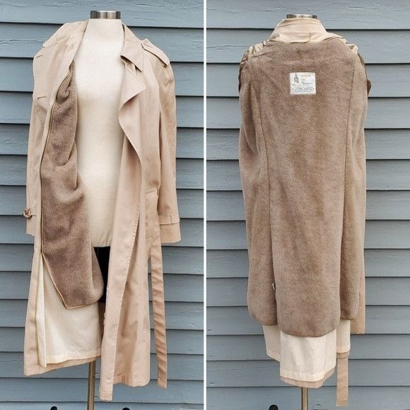 Vintage Vintage 80s London Fog Double Breasted Belted Khaki Faux Fur Size 3XL / US 20-22 - 4 Thumbnail
