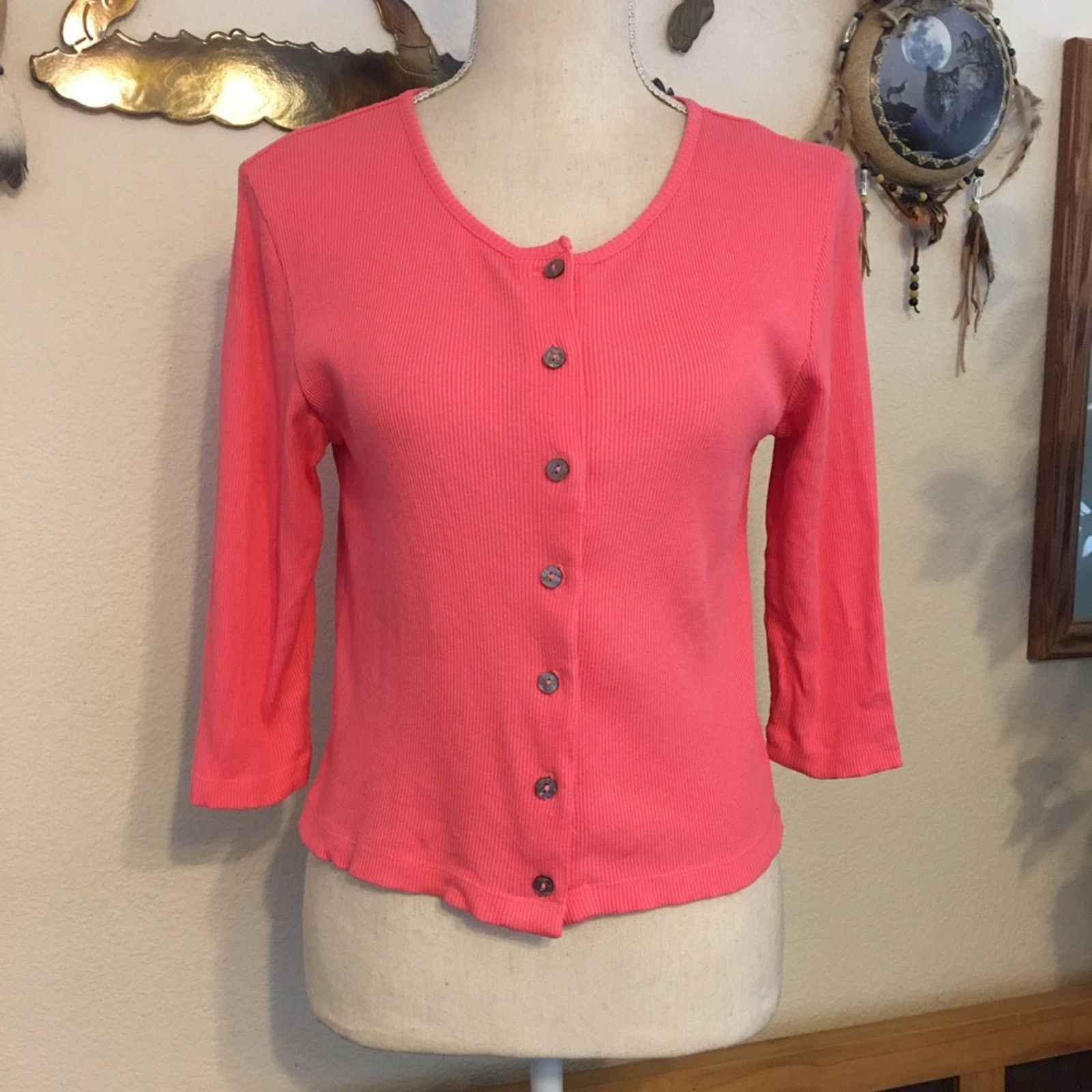 Vintage Vintage 80s Moda Int’l pink button front top Size S / US 4 / IT 40 - 1 Thumbnail