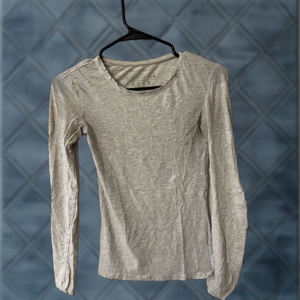 Vintage VINTAGE Atmosphere The Stretch Crew T-Shirt Women Long Sleeve Beige Size 0 Sweetheart Cut Out Stretch 25.75in Womens Size XS / US 0-2 / IT 36-38 - 1 Thumbnail