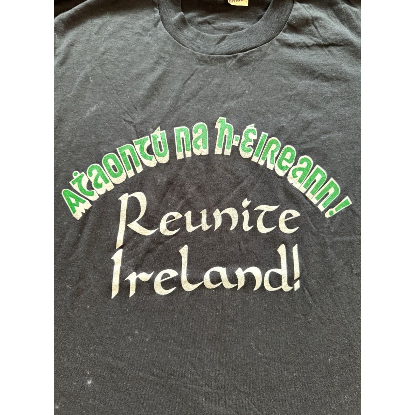 Vintage VINTAGE Screen Stars Reunite Ireland! Ataontú na h-Eireann! Noraid The Troubles T Shirt 80s L Black Men Size US L / EU 52-54 / 3 - 2 Thumbnail