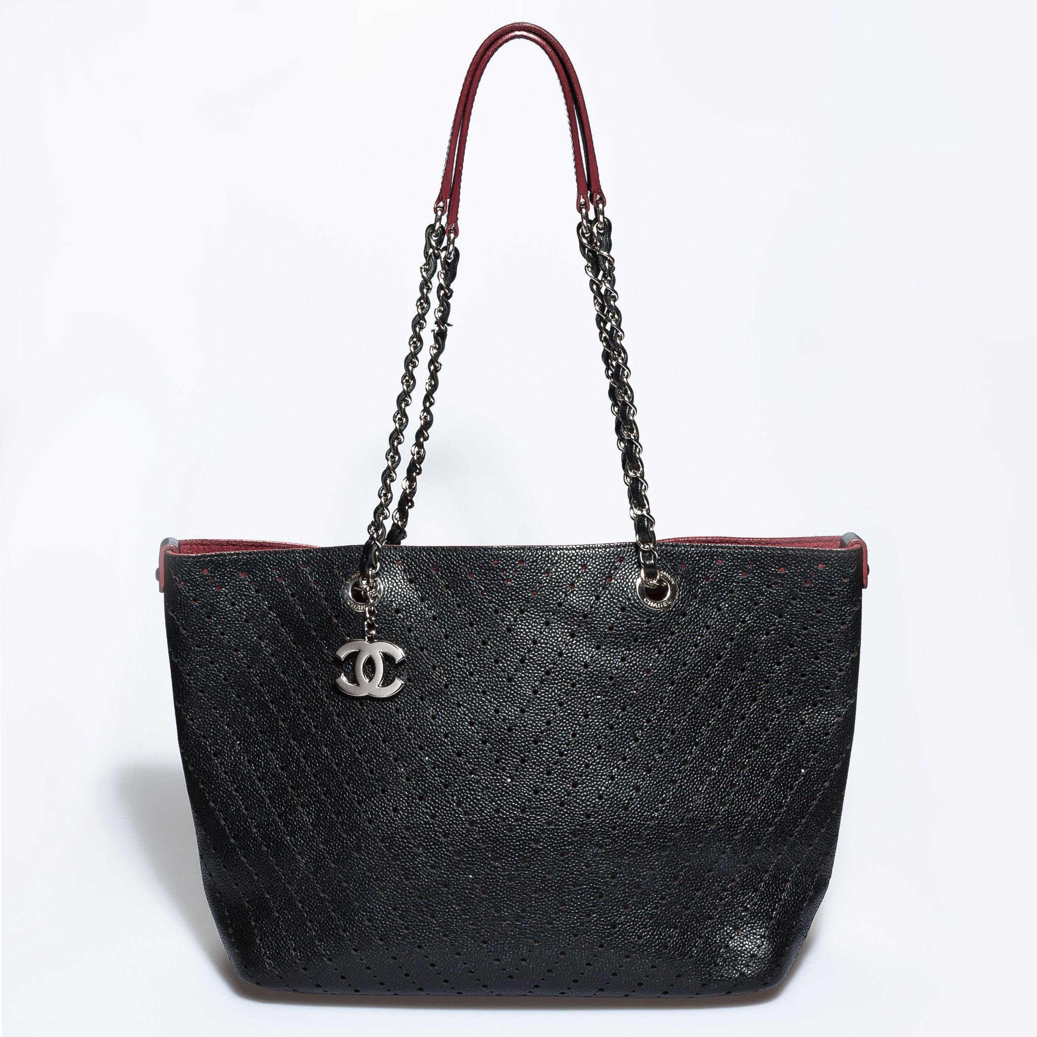 image of Chanel Shopping Bag Black Perforated Leather, Women's