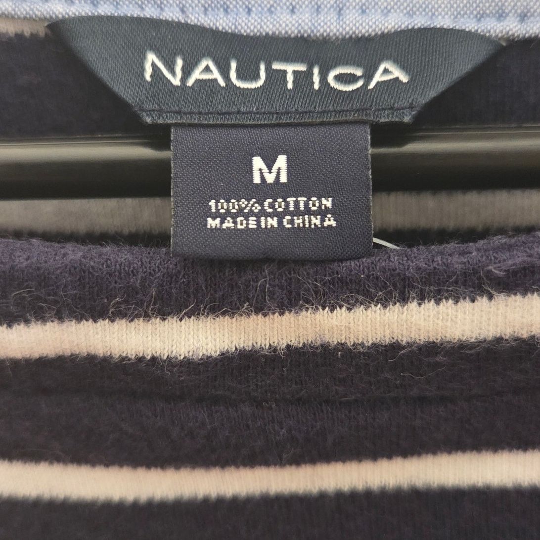 Nautica Nautica Navy Blue Striped Quarter Sleeve Blouse - Medium Size M / US 6-8 / IT 42-44 - 4 Thumbnail