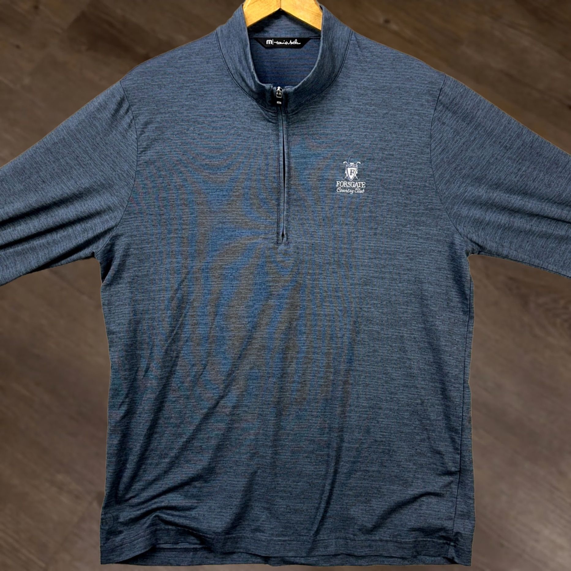 TravisMathew Travis Mathew Pullover Shirt Men Large Blue Quarter Zip Long Sleeve Logo Breathable Mock Neck Athletic Slim Fit Size US L / EU 52-54 / 3 - 1 Thumbnail
