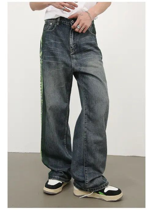 VIBE Hip-hop retro men's American loose washed wide-leg jeans Size US 32 / EU 48 - 8 Thumbnail