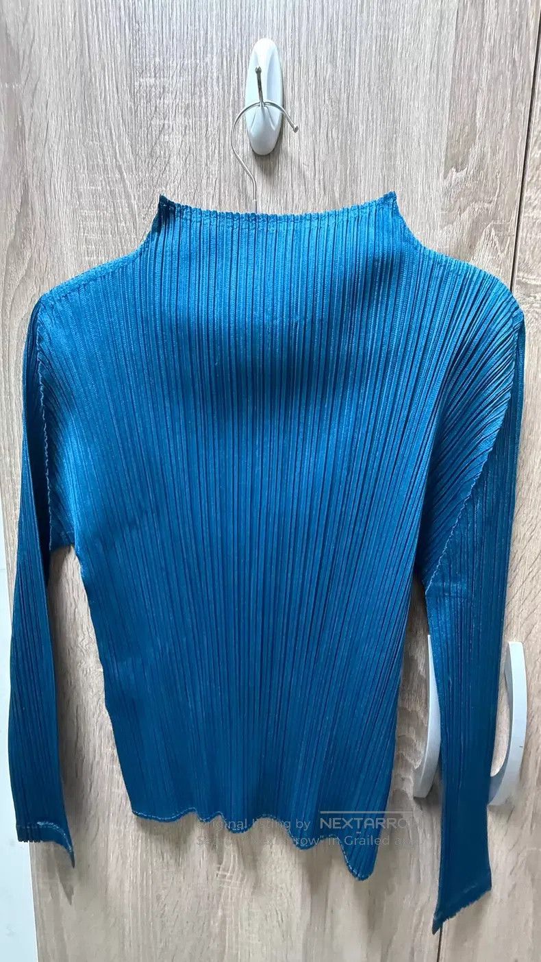 Issey Miyake Issey Miyake Blue Turtleneck Long Sleeve Size L / US 10 / IT 46 - 5 Thumbnail
