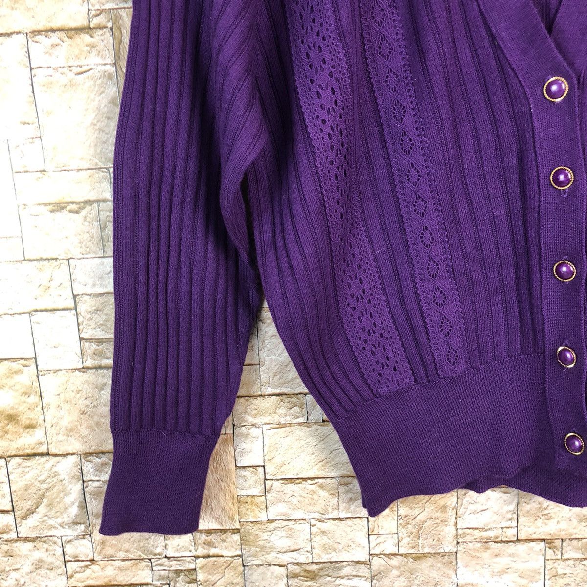 Homespun Knitwear × Japanese Brand Kosugi Purple vintage Cardigan Knitwear #A847 Size L / US 10 / IT 46 - 6 Thumbnail
