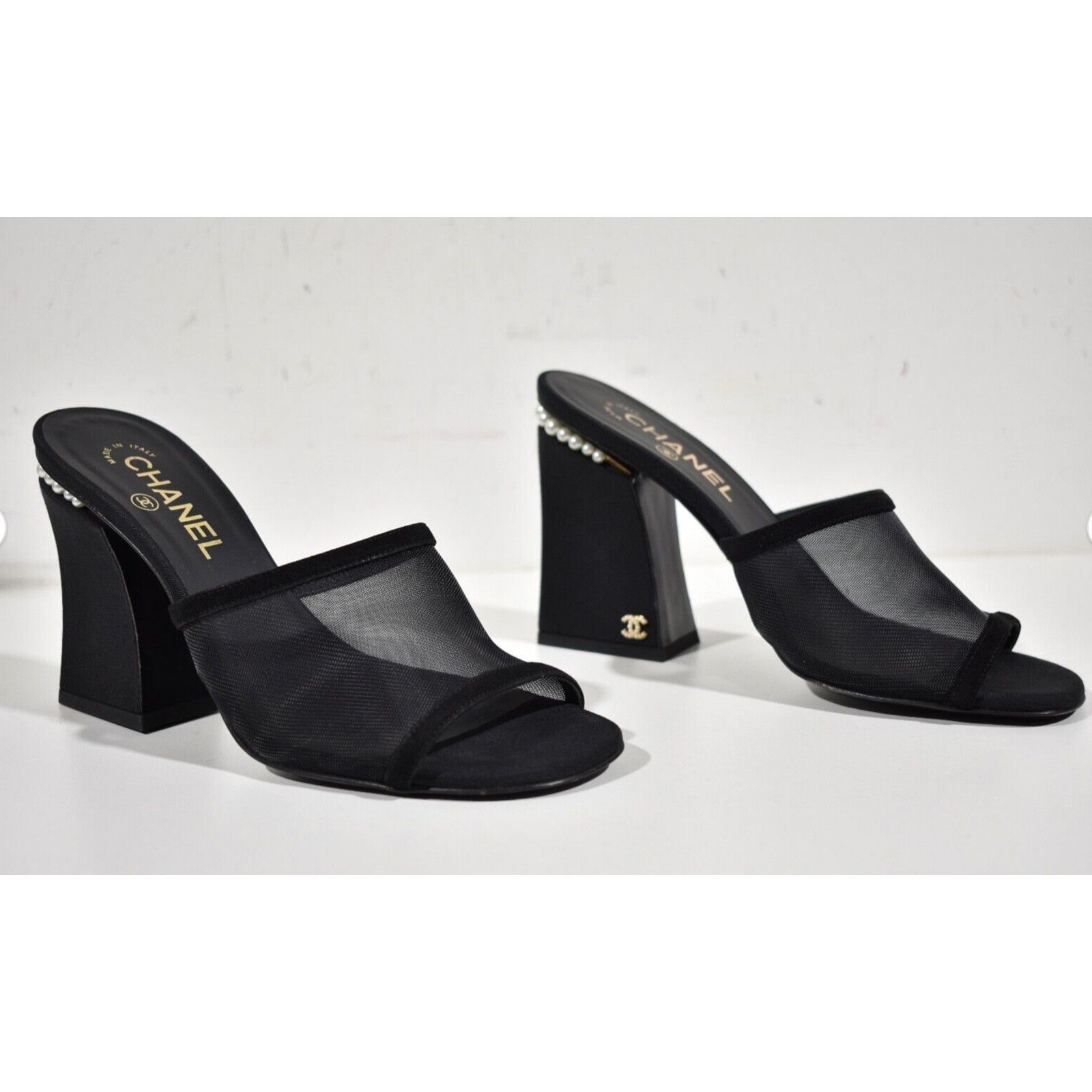 Chanel 22A Pearl CC Logo Block Heel Backless Mule Sandal Pump 41 Size US 11 / IT 41 - 4 Thumbnail