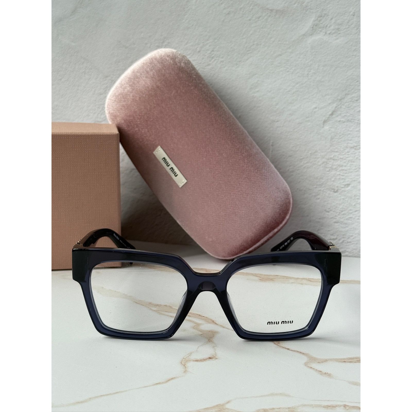 Miu Miu NEW Miu Miu MU04UV Oversized Square Eyeglasses in Blue Size ONE SIZE - 4 Thumbnail