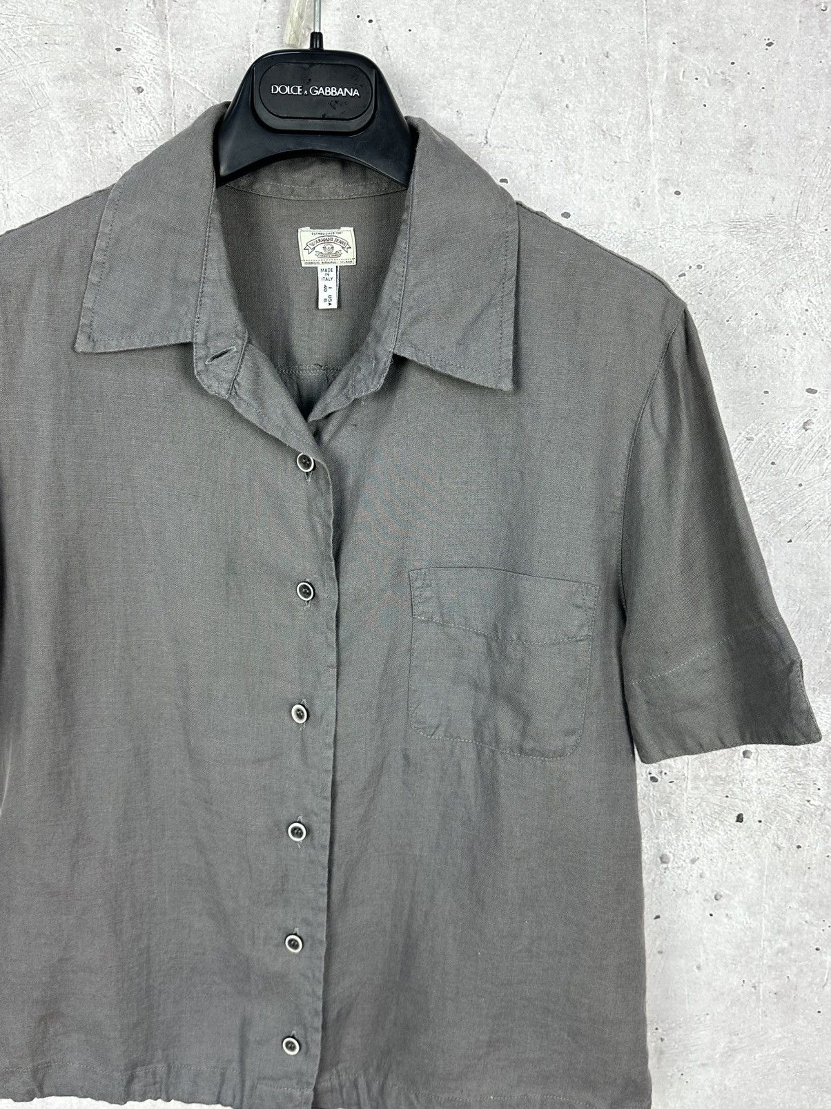Armani Vintage Armani Jeans Grey Linen Short Sleeve Shirt Size M / US 6-8 / IT 42-44 - 2 Thumbnail