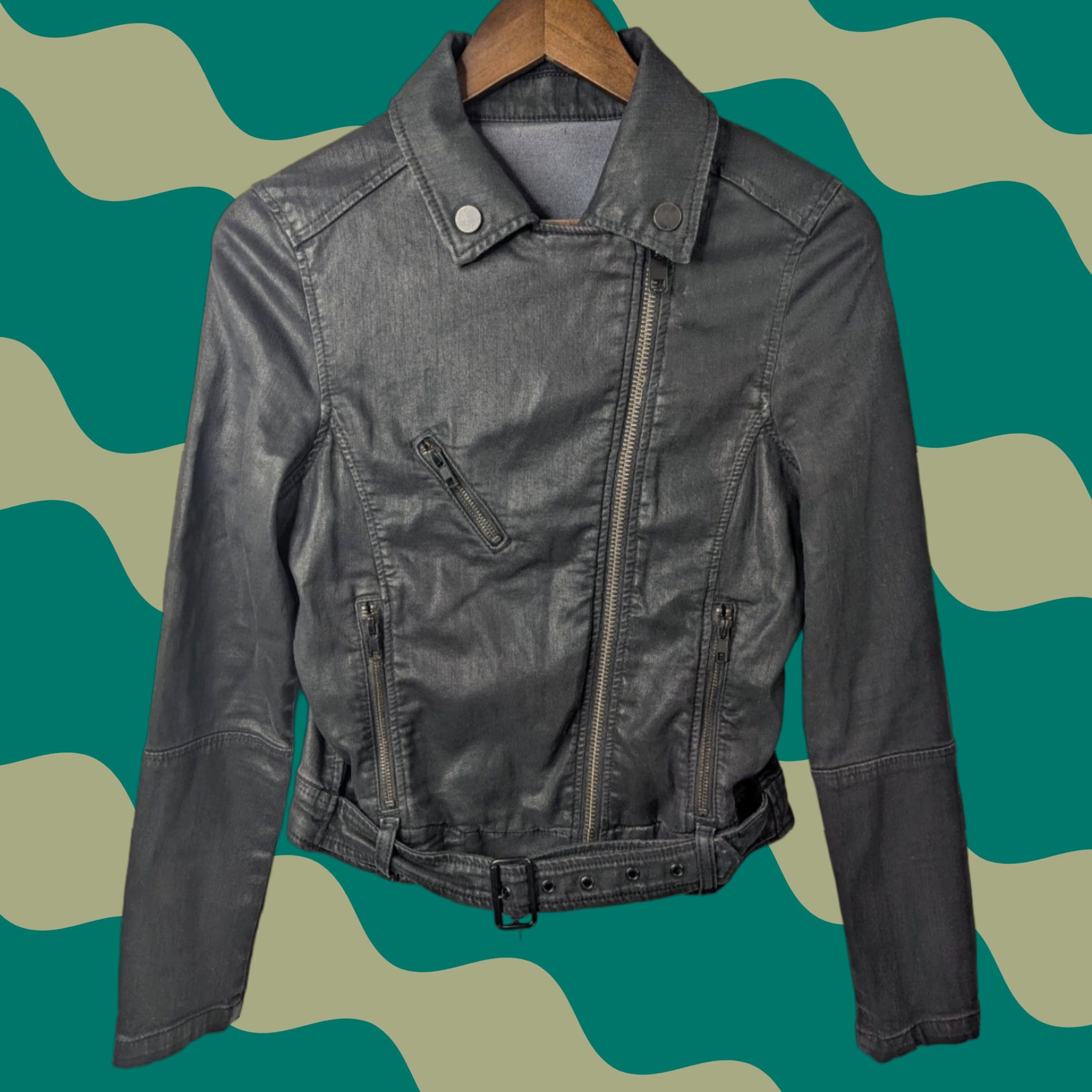 Diesel VINTAGE Diesel Kerbi Black Zip Up Coated Faux Leather Moto Biker Jacket Women's XS Size XS / US 0-2 / IT 36-38 - 1 Thumbnail