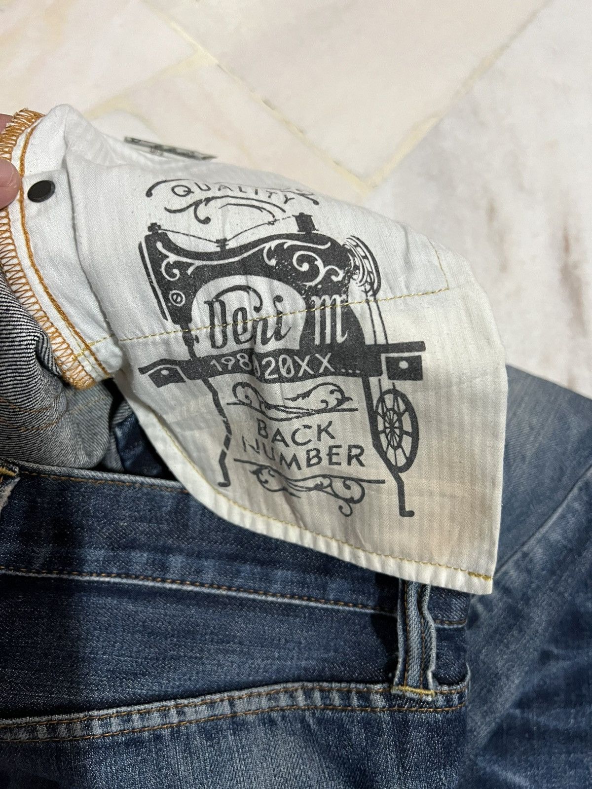 If Six Was Nine × Le Grande Bleu (L.G.B.) 🌈Vintage Back Number Kaihara denim Distressed Jean Size US 29 - 17 Thumbnail