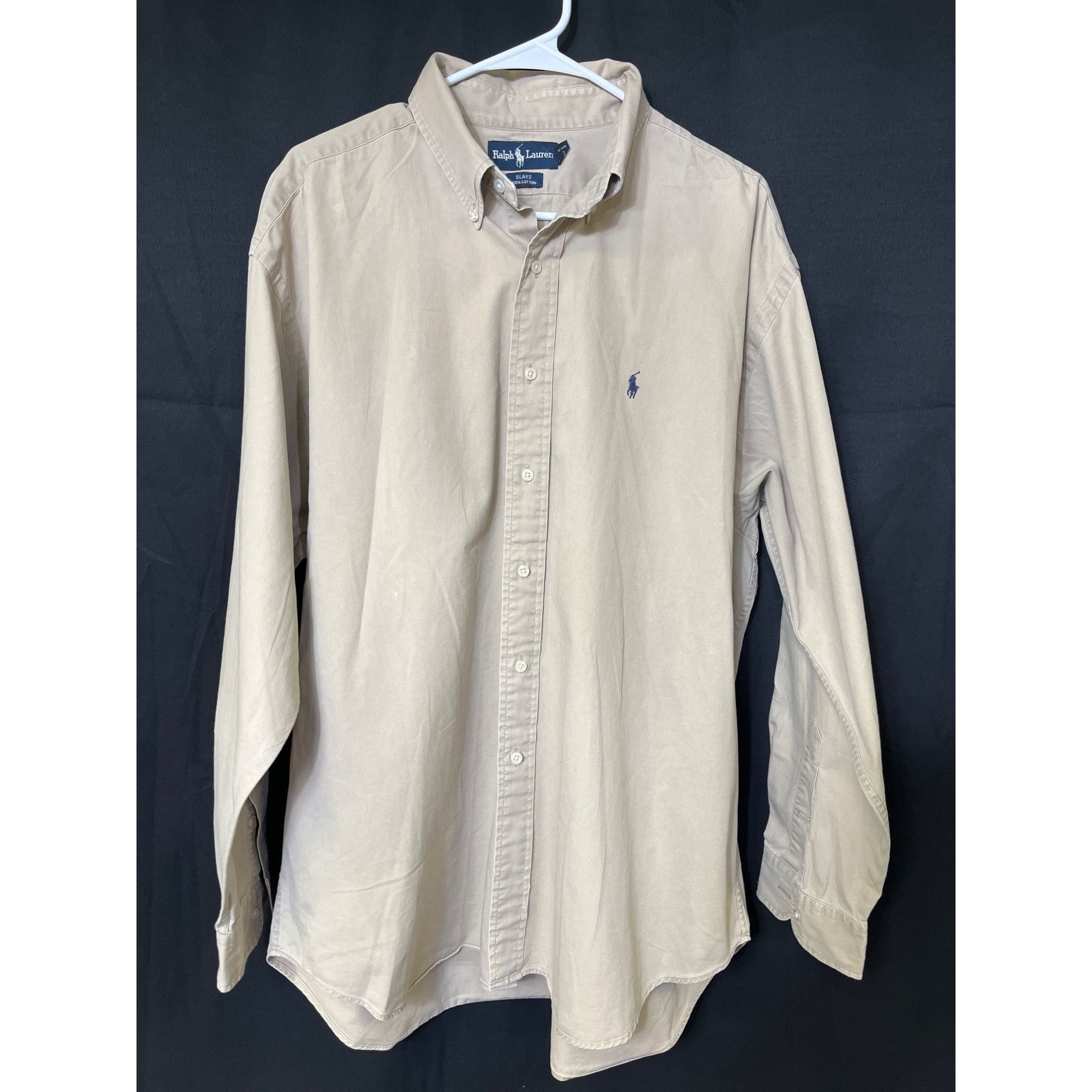 Ralph Lauren Ralph Lauren SKU 7778 Mens Classic Beige Button Down Long Sl Size US XL / EU 56 / 4 - 1 Thumbnail