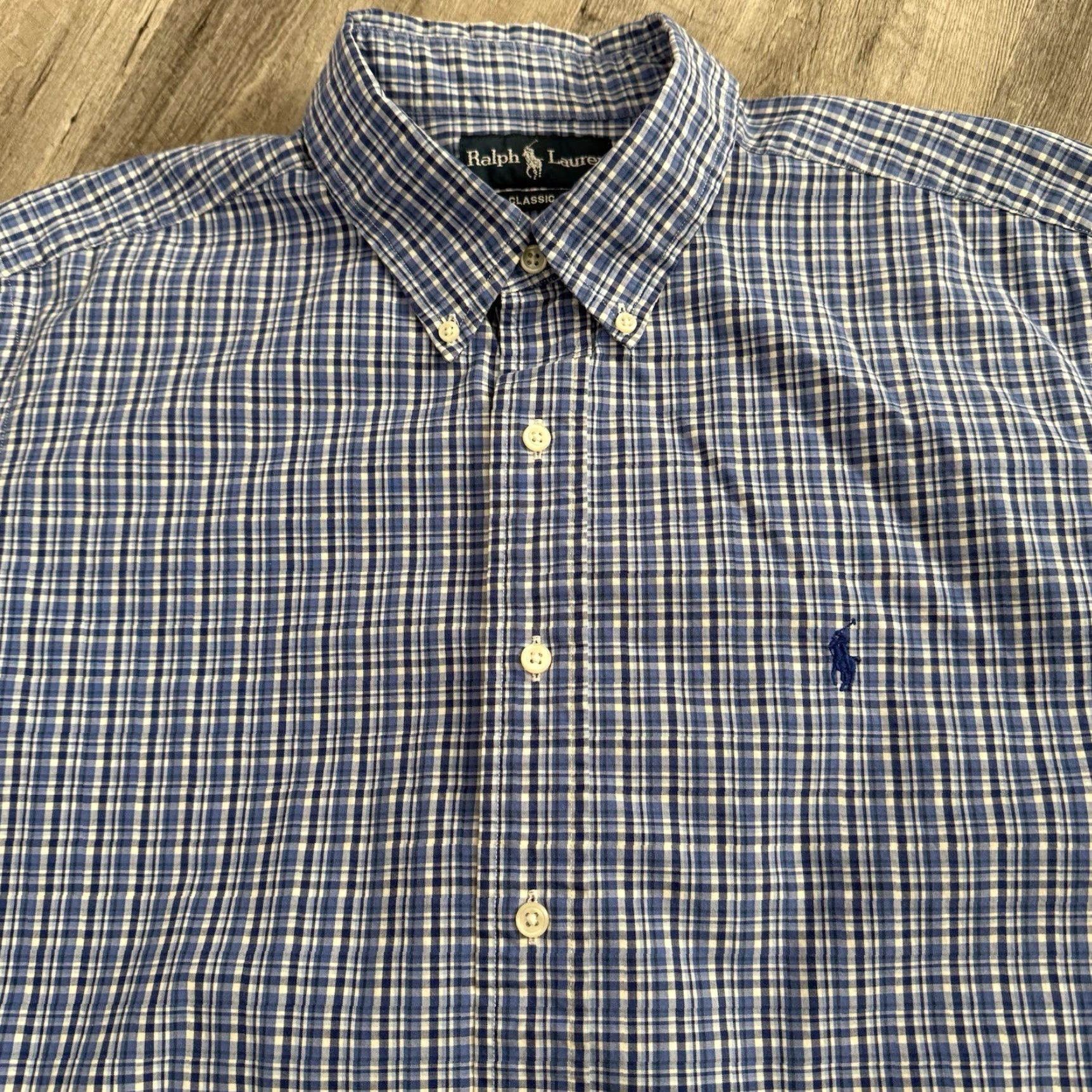 Ralph Lauren Ralph Lauren Shirt Mens XL Short Sleeve Blue Plaid 100% Cotton Button-Up Check Classic Fit Casual Womens? Size US XL / EU 56 / 4 - 6 Thumbnail