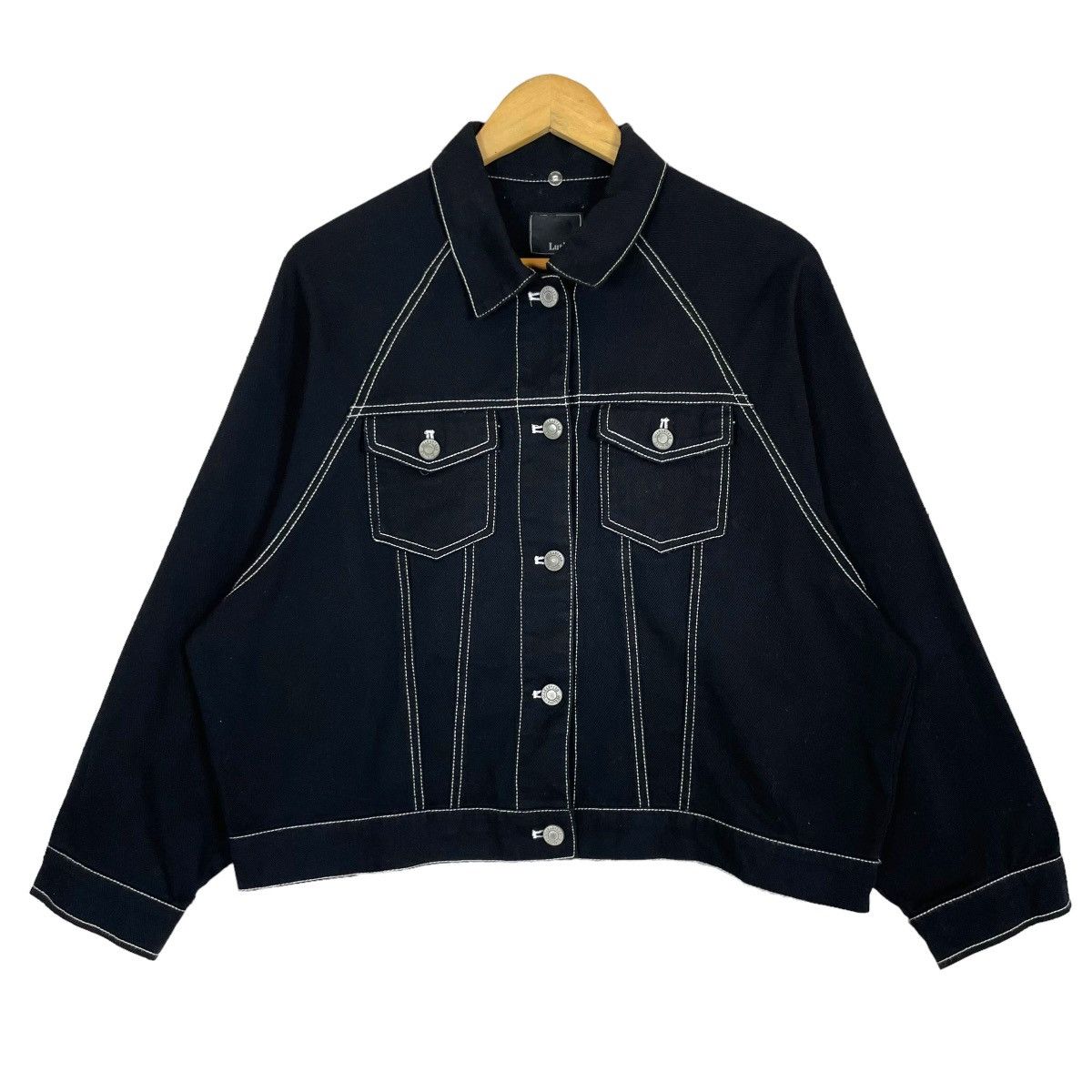 image of Vintage Lutique Japan Denim Jacket Black Women (Size Medium)