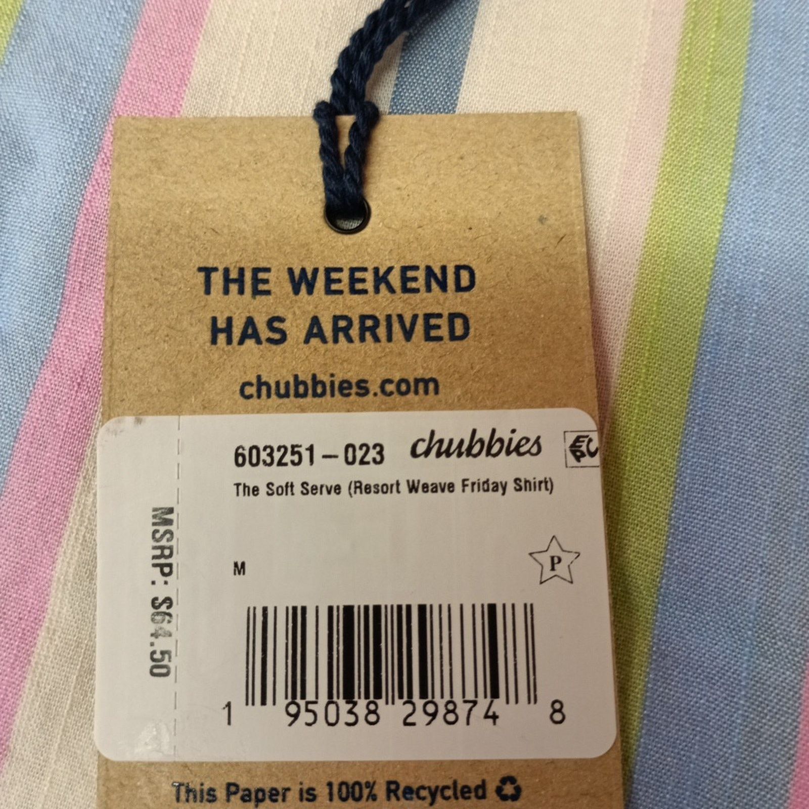 Chubbies Chubbies Soft Serve Friday Shirt Men's M Striped Multicolor Size US M / EU 48-50 / 2 - 3 Thumbnail
