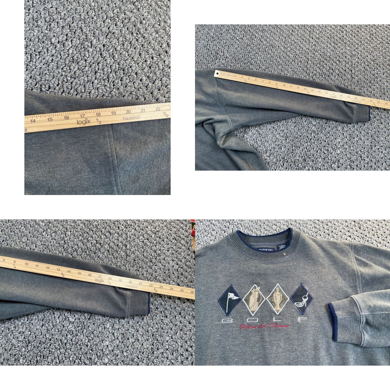 Vintage VTG Yes Embroidered Golf World Tour Sweatshirt Adult Medium Dark Gray Crewneck Men's Focus Brand Size US M / EU 48-50 / 2 - 8 Thumbnail