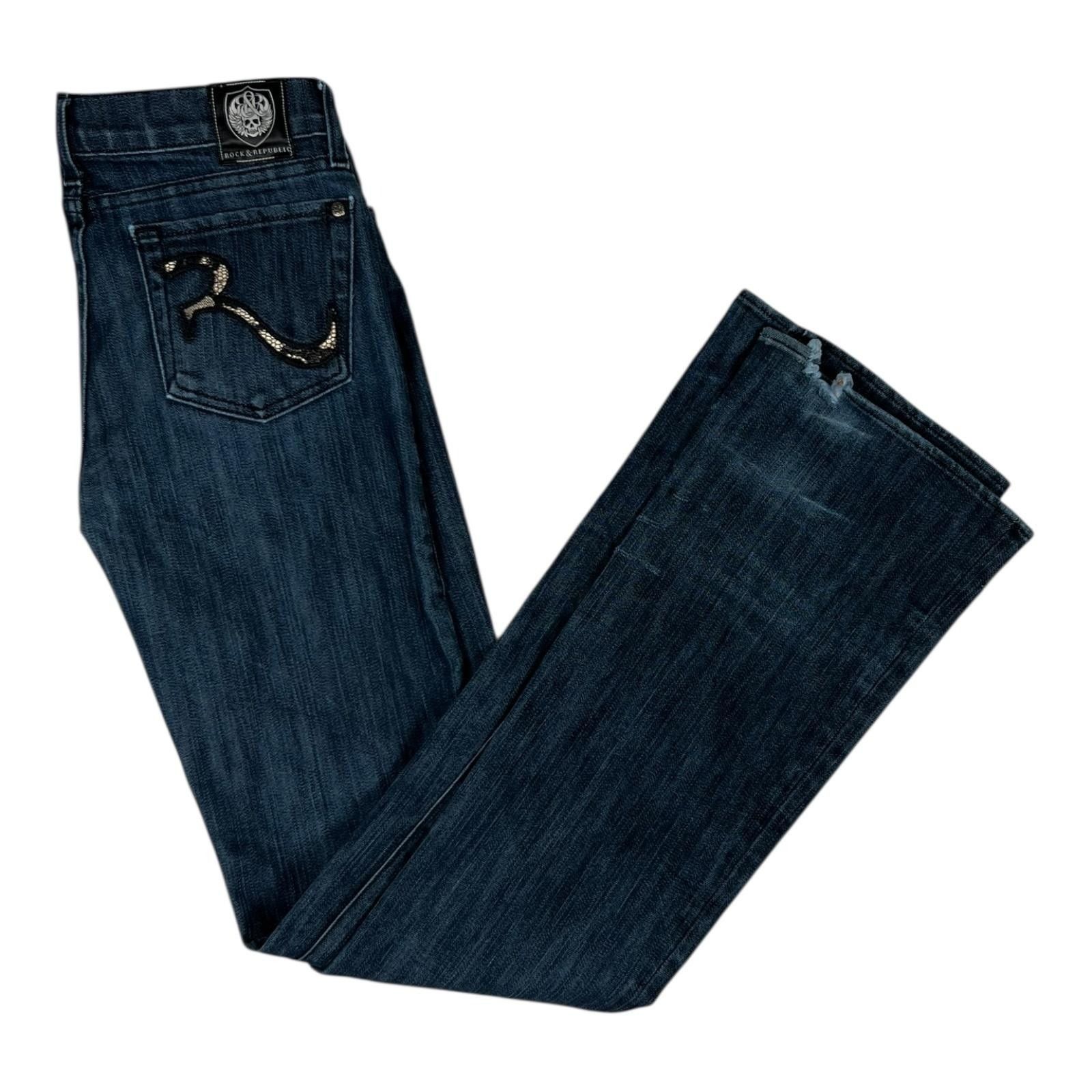 Rock & Republic Rock & Republic Jeans Womens 27 Dark Wash Bootcut Embellishe Size 27" / US 4 / IT 40 - 1 Thumbnail