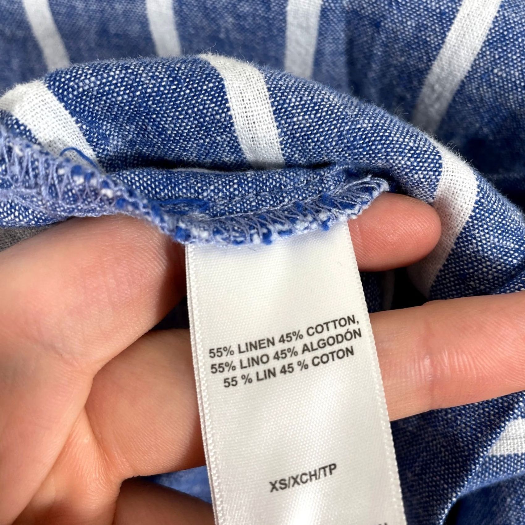 Vintage BeachLunchLounge Pants XS Blue Striped Linen Blend Drawstring Coastal Womens Size 26" / US 2 / IT 38 - 7 Thumbnail