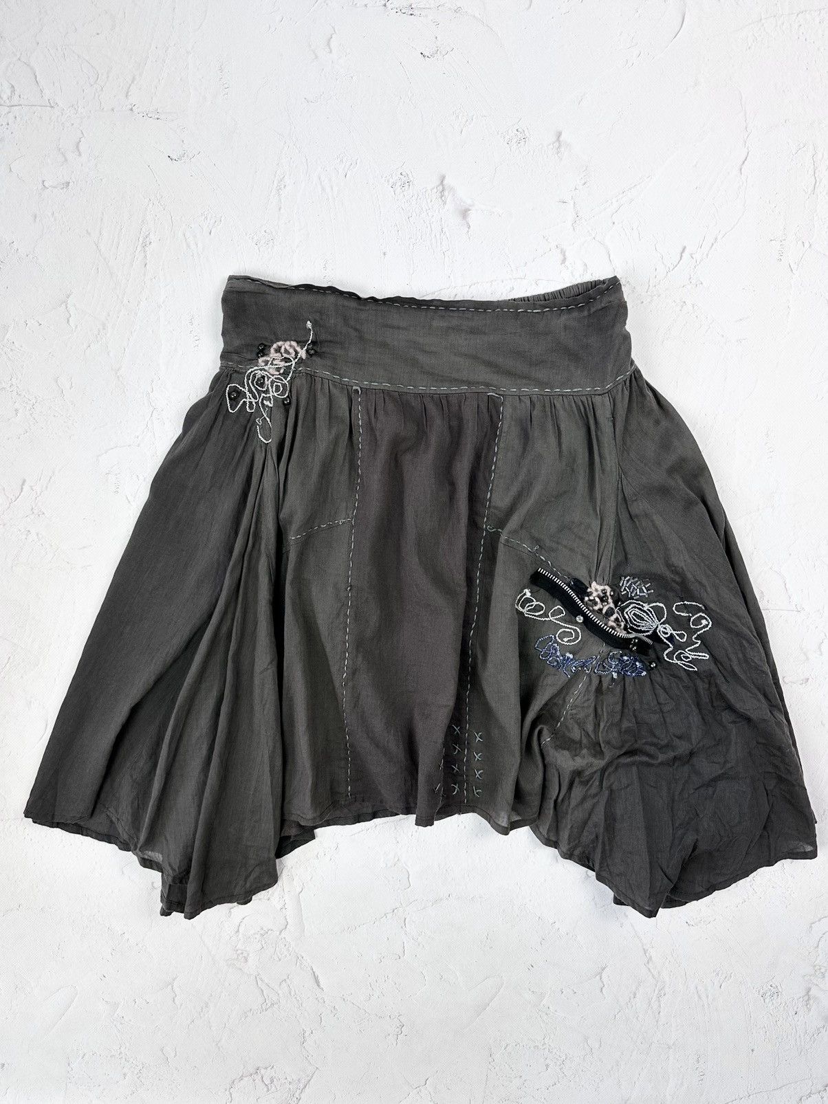 Vintage Vintage Grey Cotton Midi Skirt Size 34" / US 12 / IT 48 - 1 Thumbnail