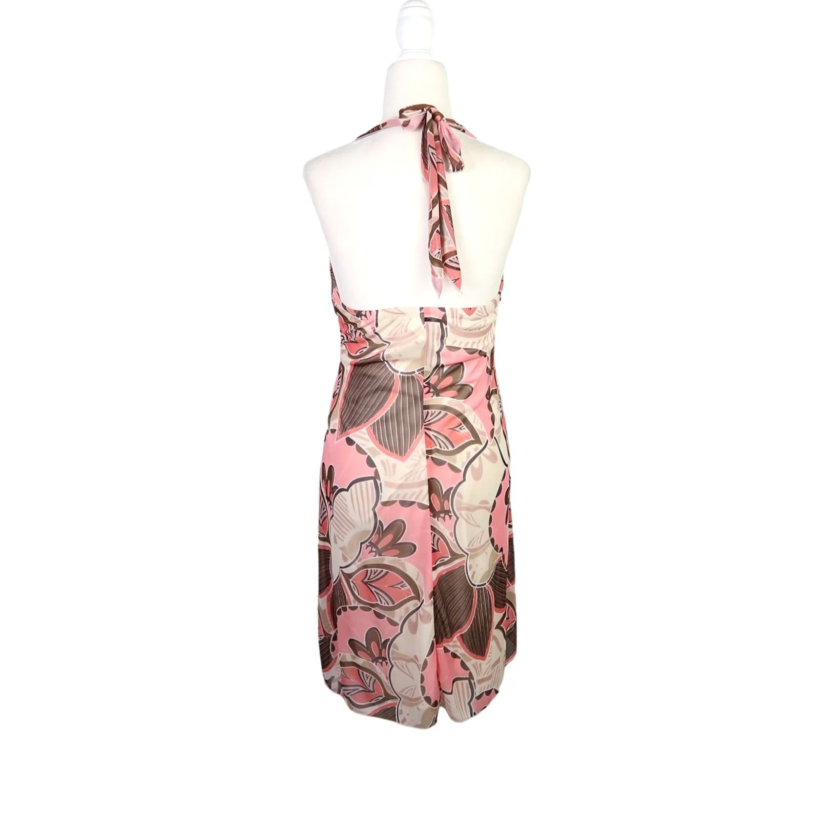 Vintage VINTAGE City Triangles Mini Dress halter floral brown pink 90s L Womens Size L / US 10 / IT 46 - 4 Thumbnail