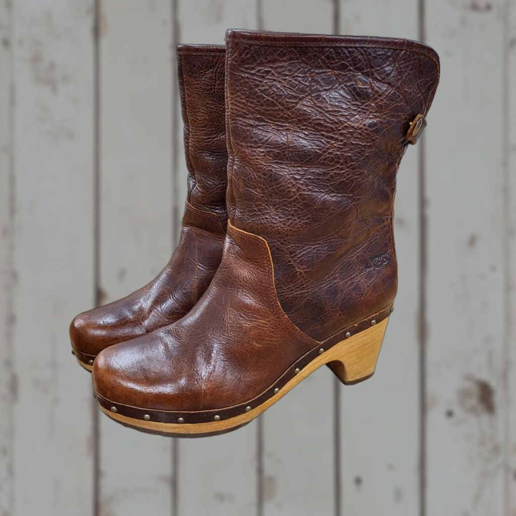 Ugg UGG Australia Lynnea Boots Women Fold Over Sherpa Lined Brown Leather Size 7 Boots Womens Brown Leather Shearling Fold Over UGG Australia Lynnea Boots Size US 7 / IT 37 - 1 Thumbnail