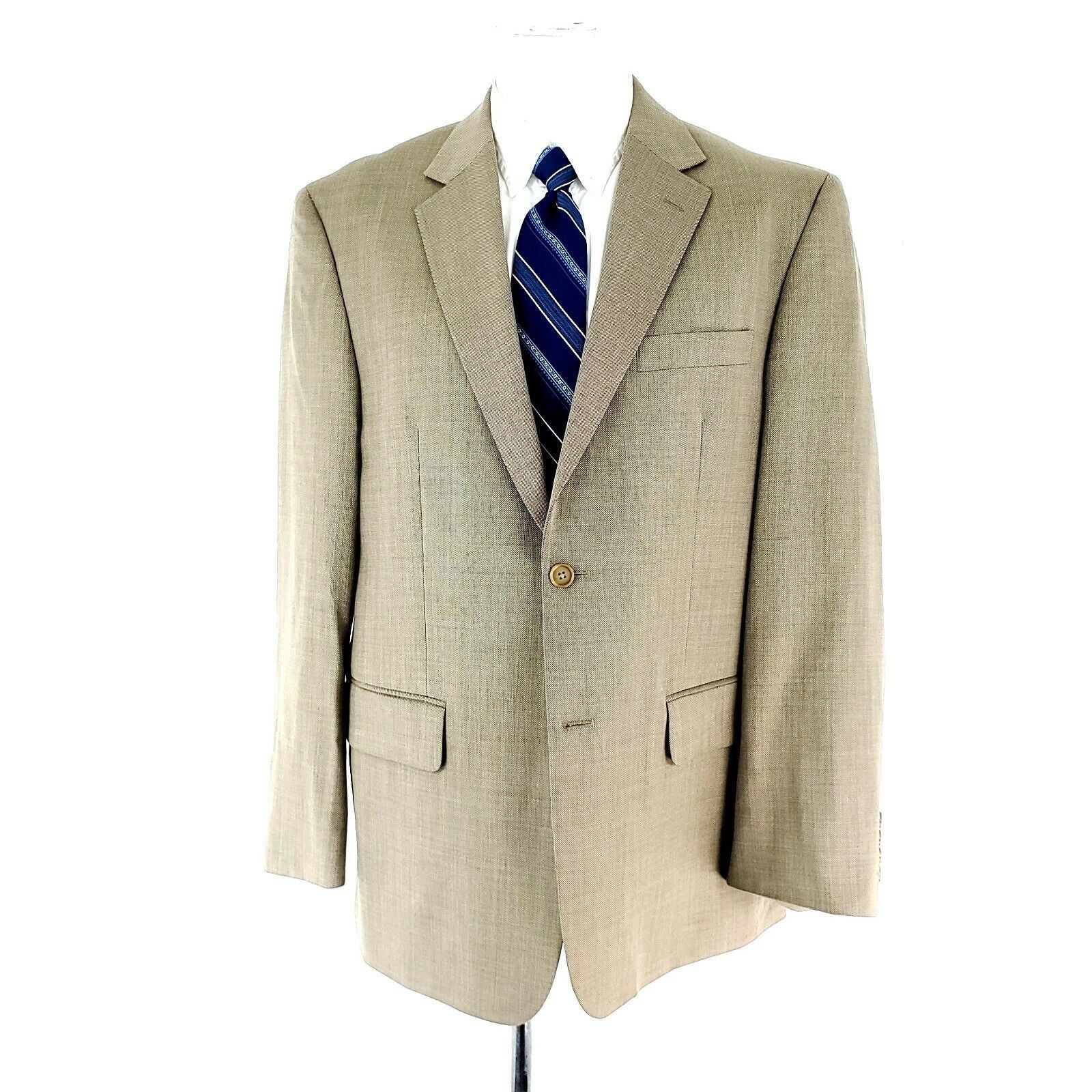 Pronto Uomo Pronto Uomo Super 120s Wool 2 Button Blazer 42R Check Tan Be Size 42R - 3 Thumbnail